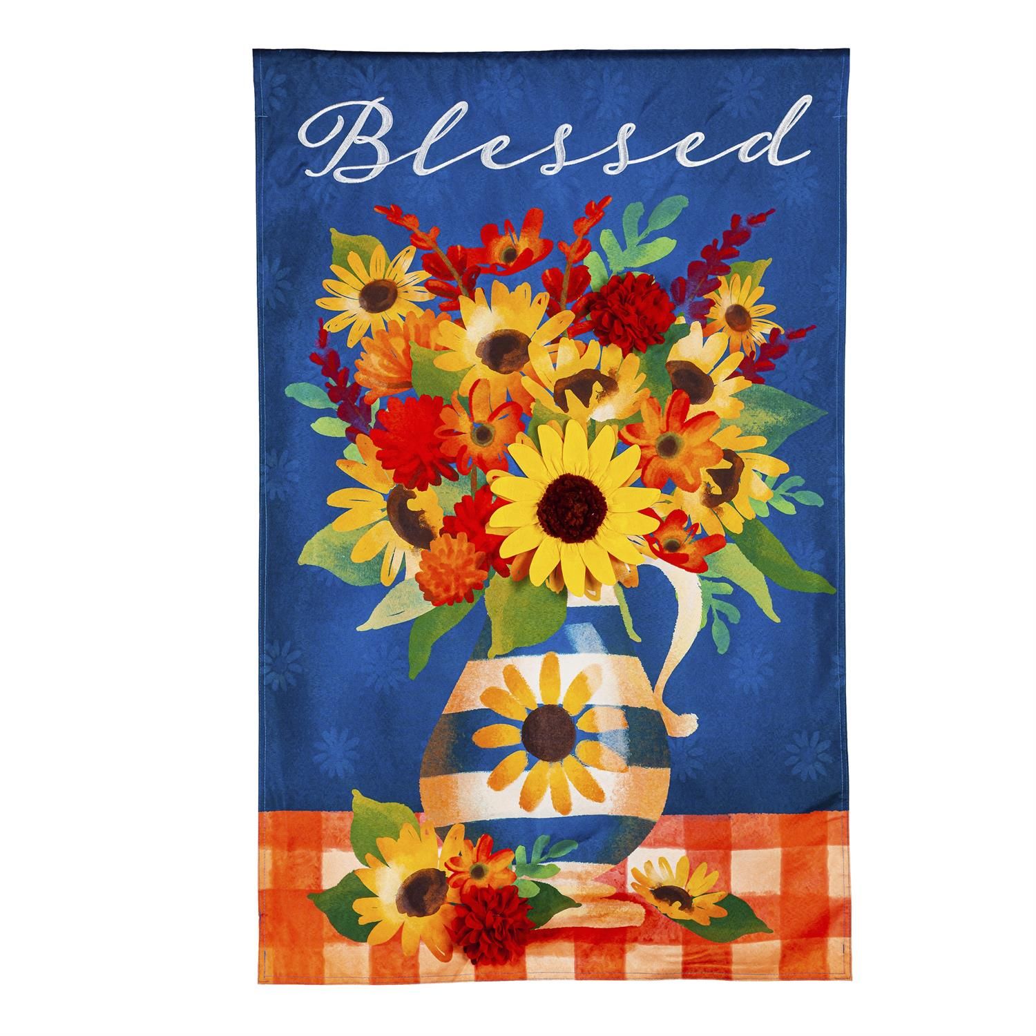 House Flag - Linen - Blessed Floral Arrangement