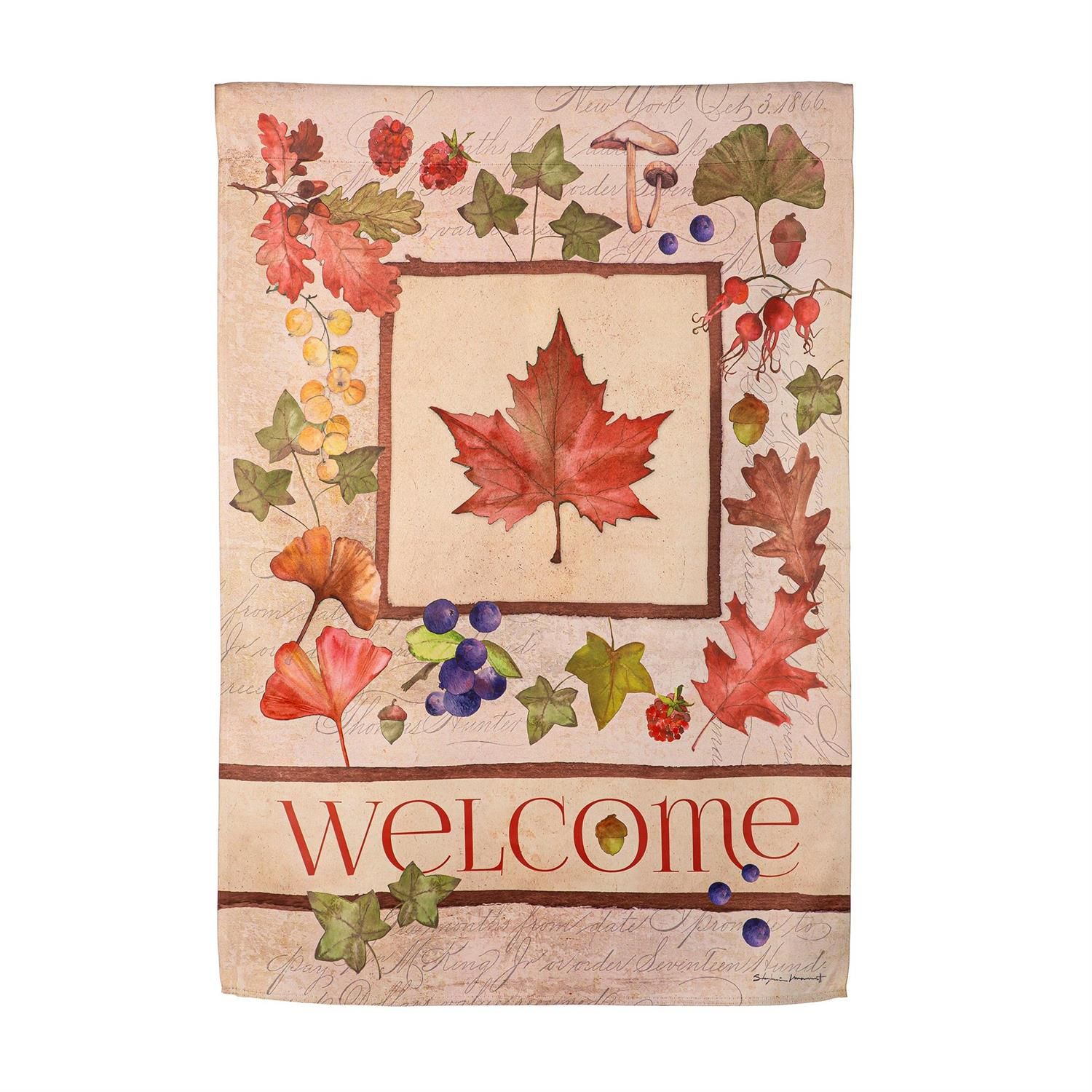 House Flag - Suede - Welcome Fall Leaf