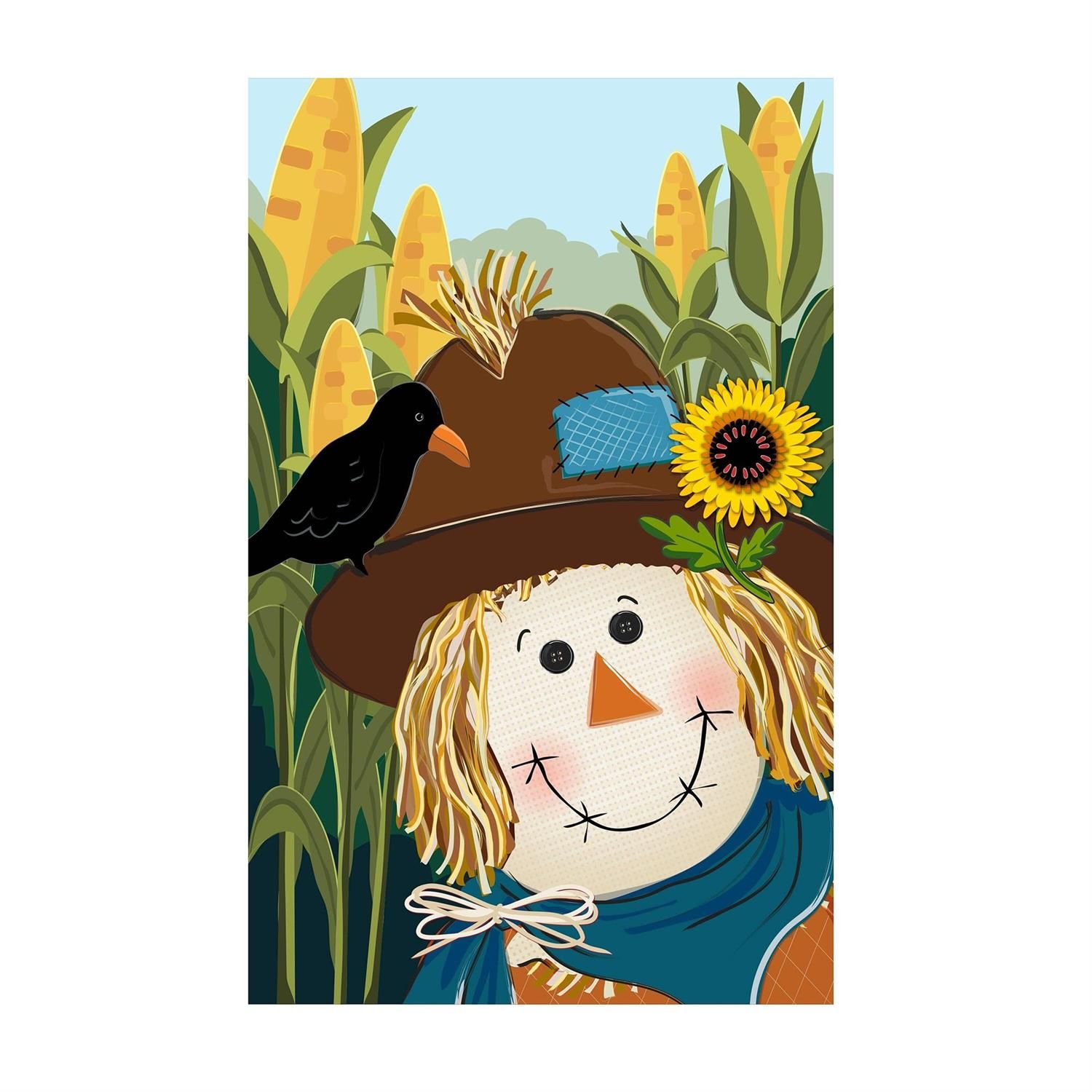 House Flag - Applique - Scarecrow And Friend