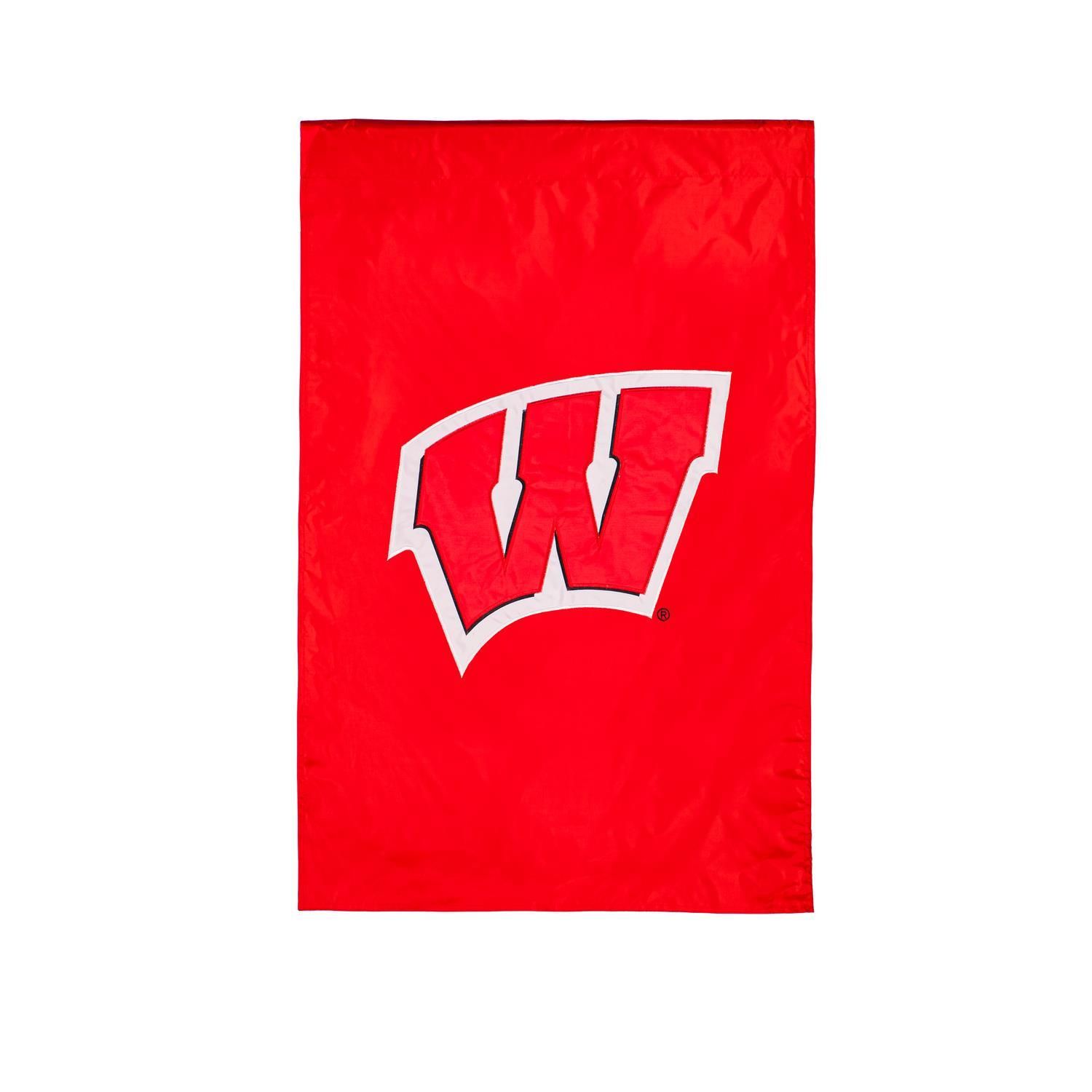 House Flag - Applique - University Of Wisconsin Motion W