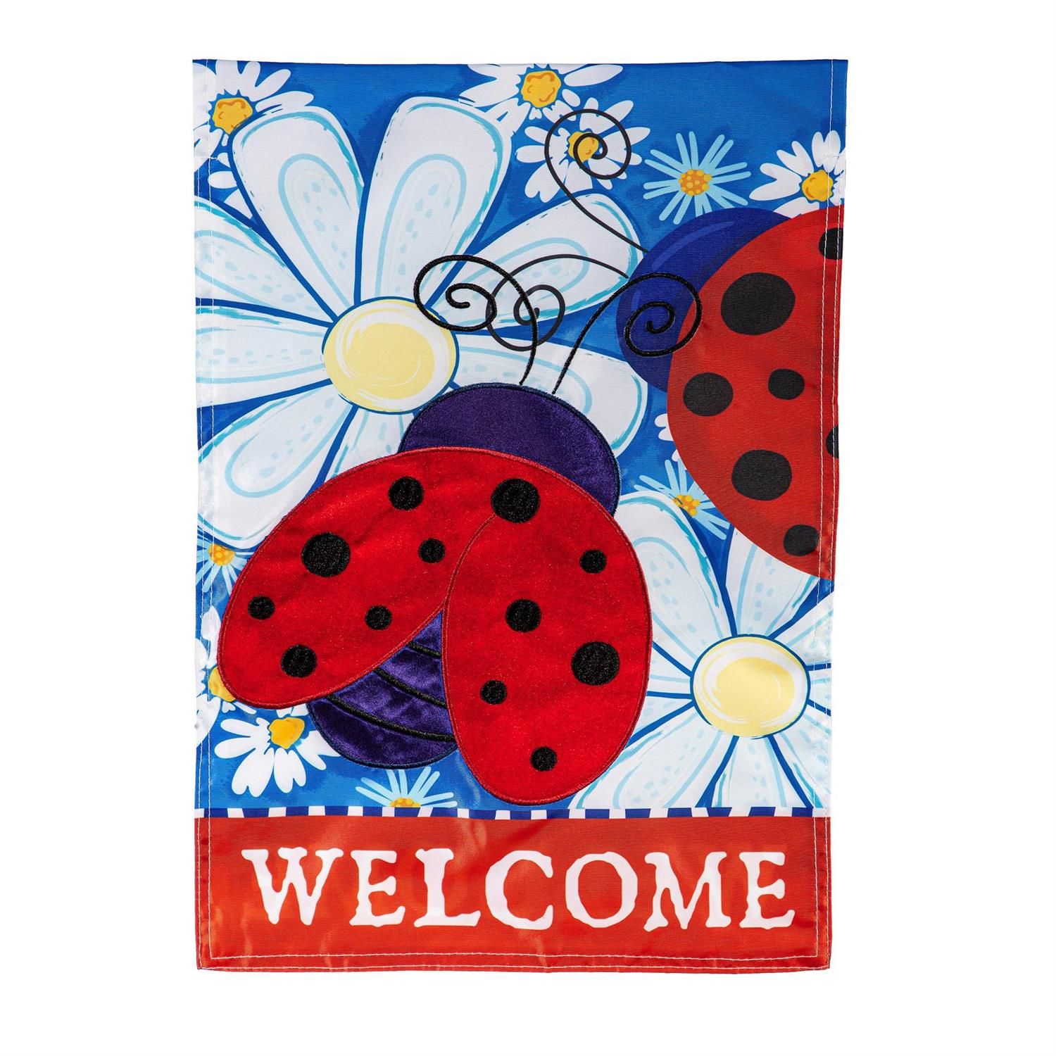 Garden Flag - Applique - Patriotic Ladybugs