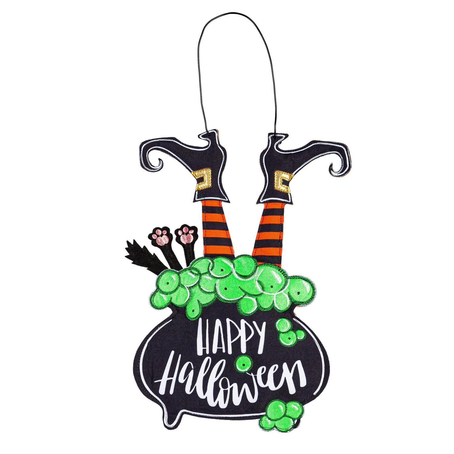 Door Decor - Lit Witch In Cauldron