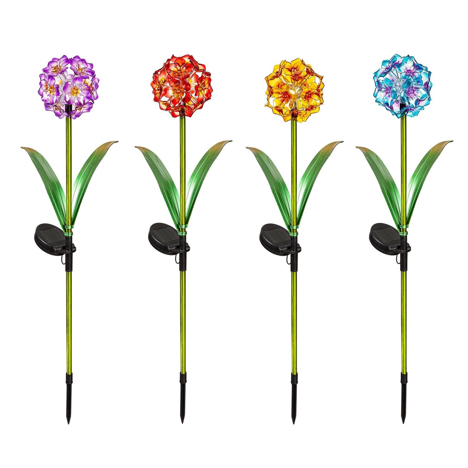 Garden Stake - Flower Ball Solar - 28" - 4 Styles - Sold Individually