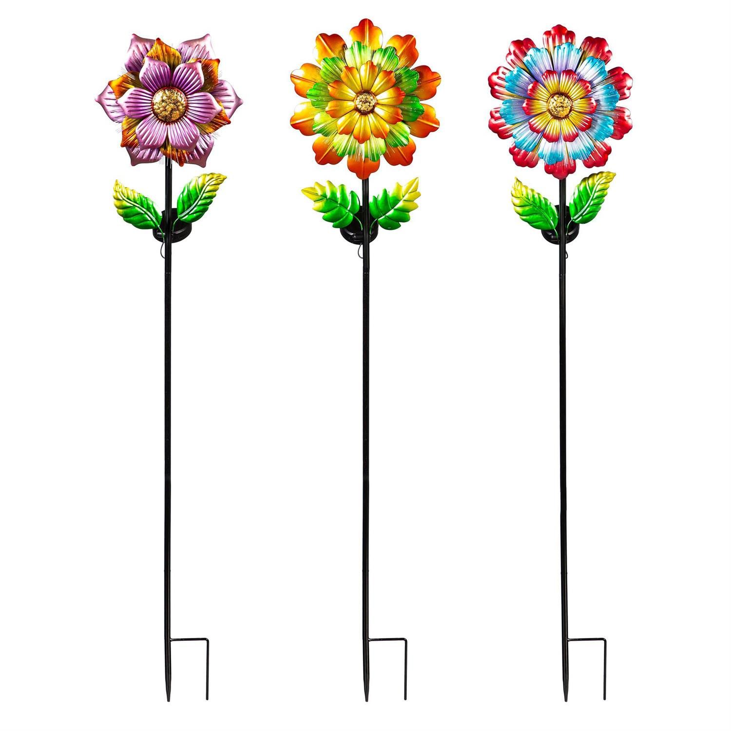 Solar Garden Stake - 42" - Spring Flower Fiber Optic - 3 Styles - Sold Individually