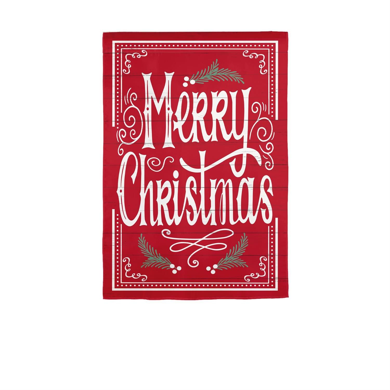 House Flag - Burlap - Quaint Merry Christmas Sign