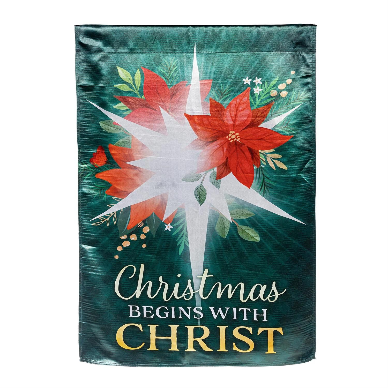 House Flag - Luster - North Star Poinsettia