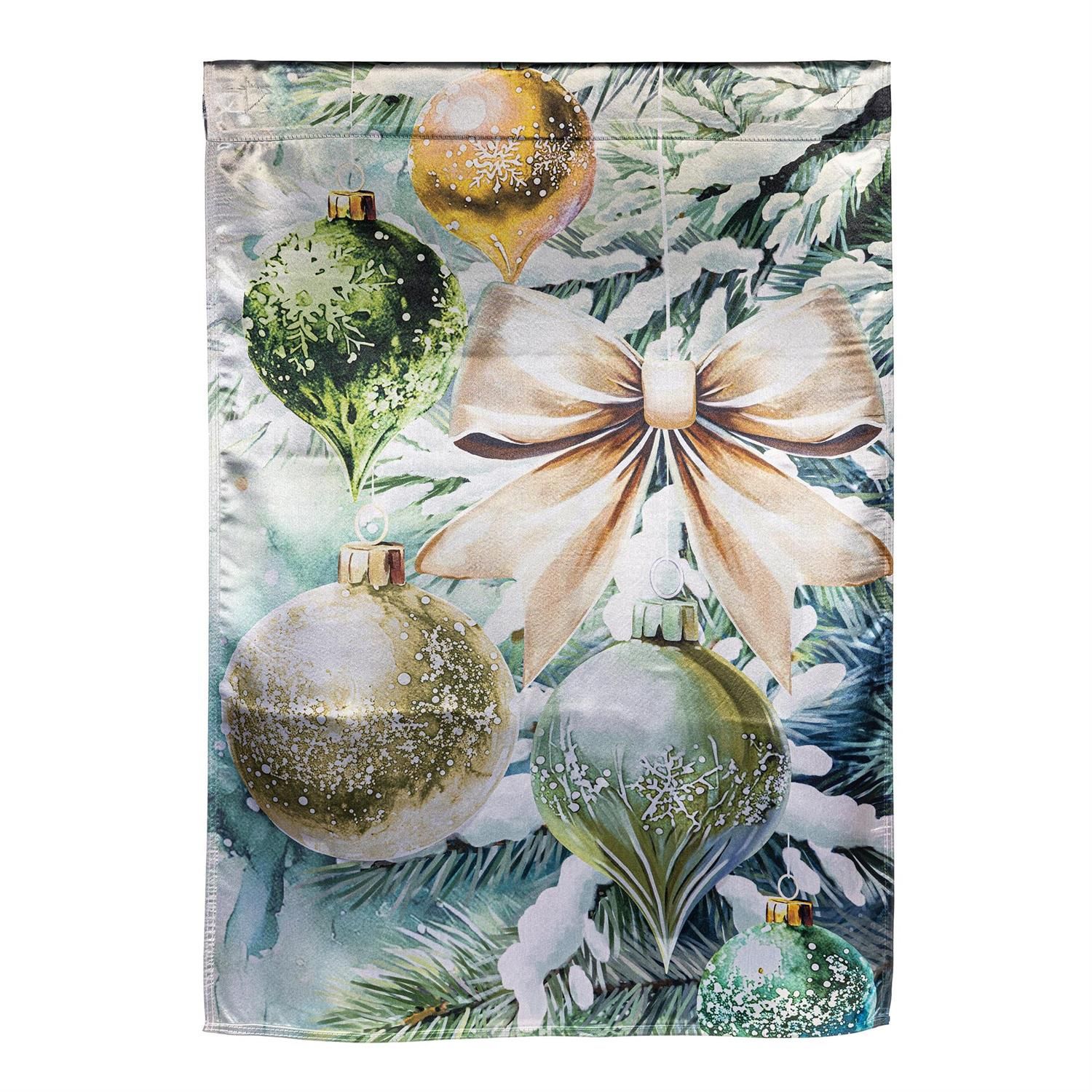 House Flag - Luster - Flocked Green &amp; Gold Orns.