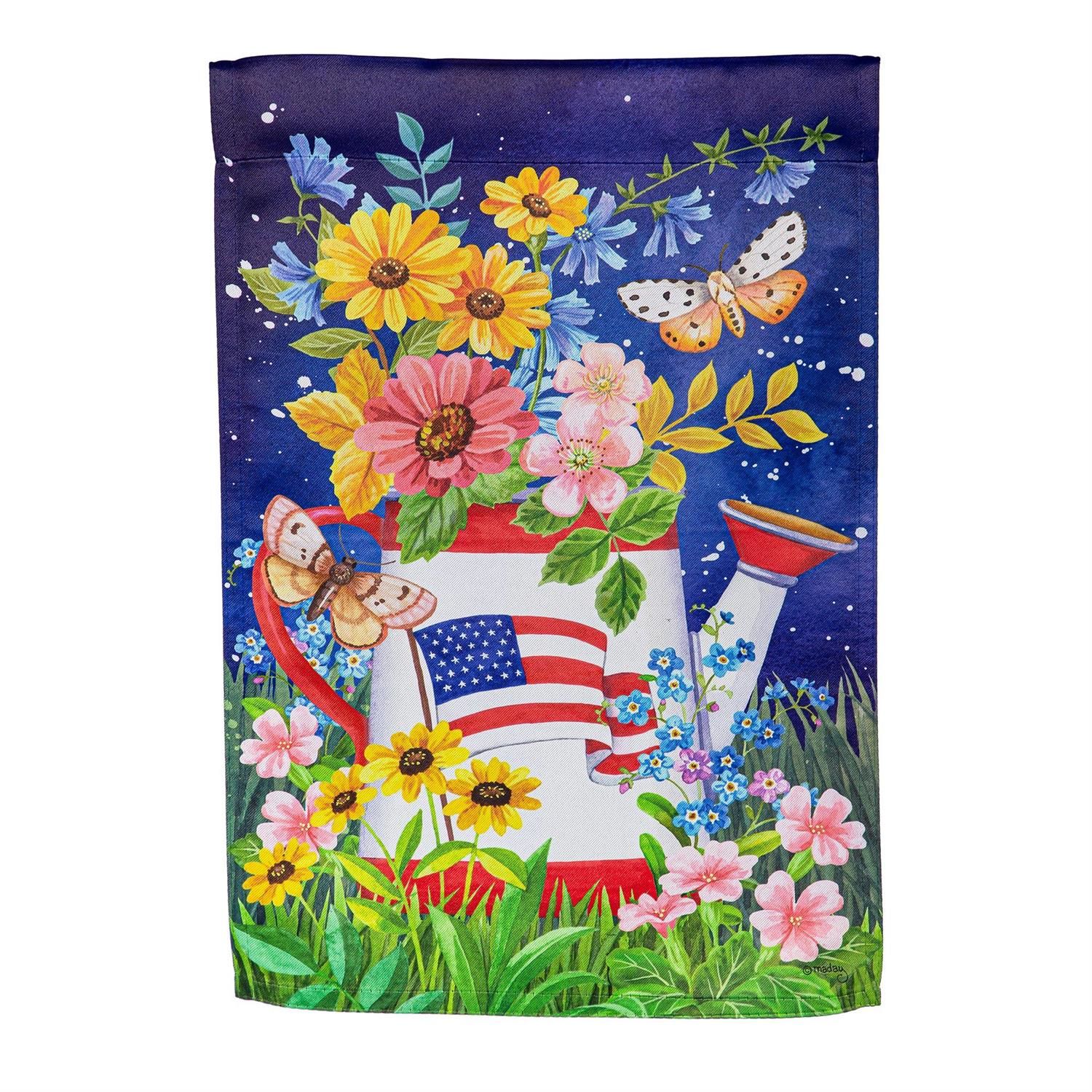 Garden Flag - Suede - White Watering Can