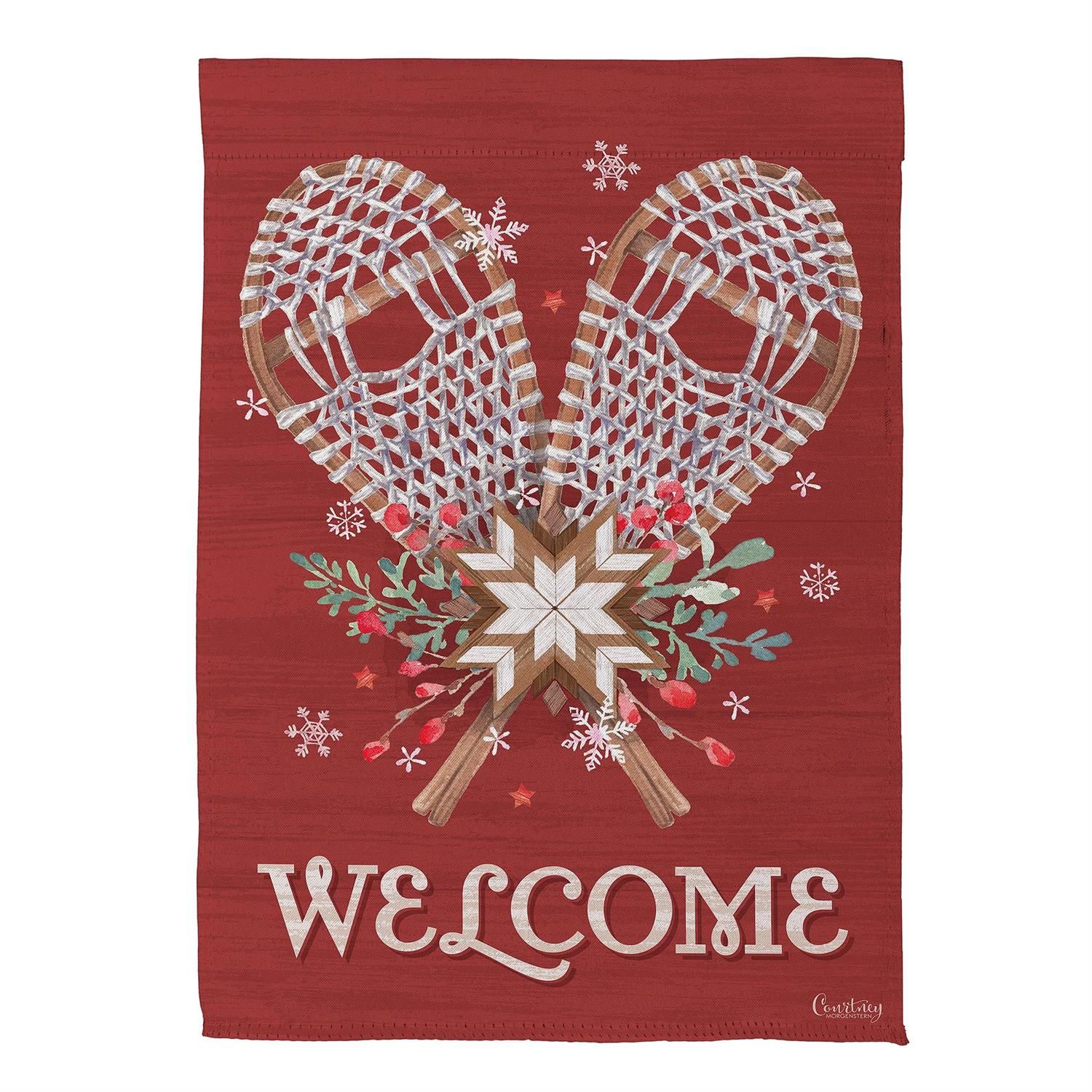 Garden Flag - Suede - Floral Snowshoe