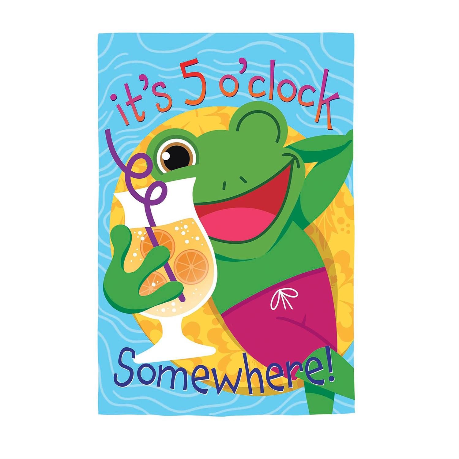 House Flag - Applique - 5 O'Clock Frog