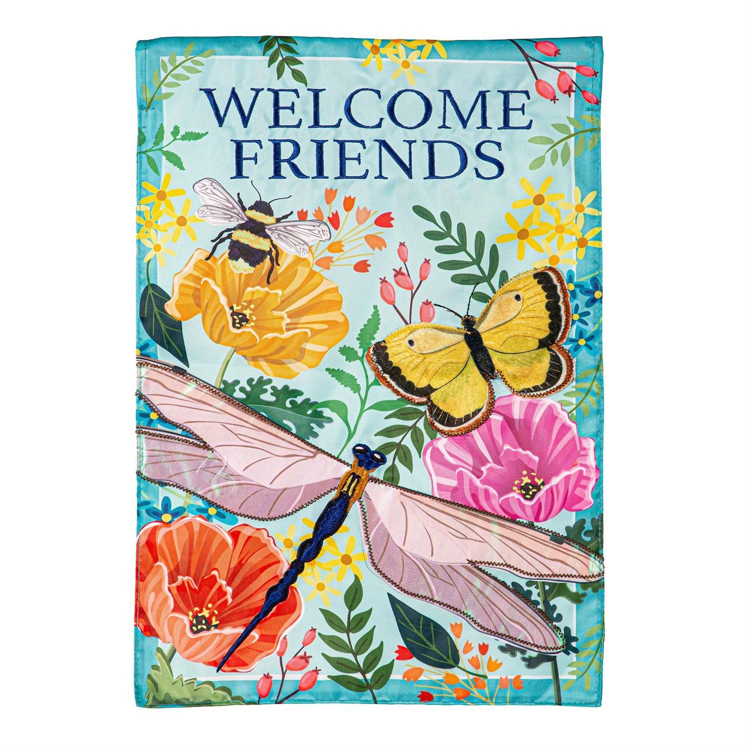 Garden Flag - Applique - Greenhouse Garden Welcome Friends