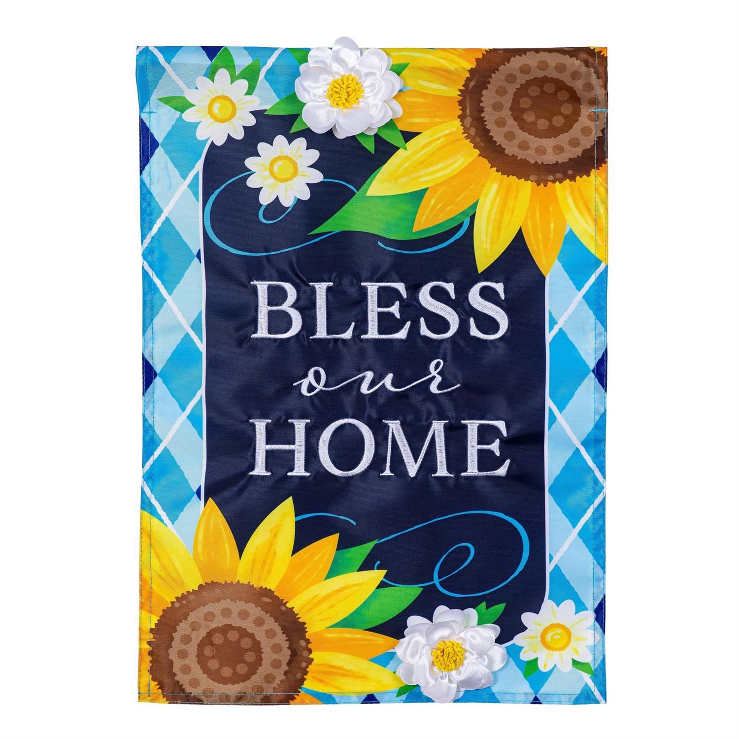 Garden Flag - Applique - Bless Our Home Sunflowers