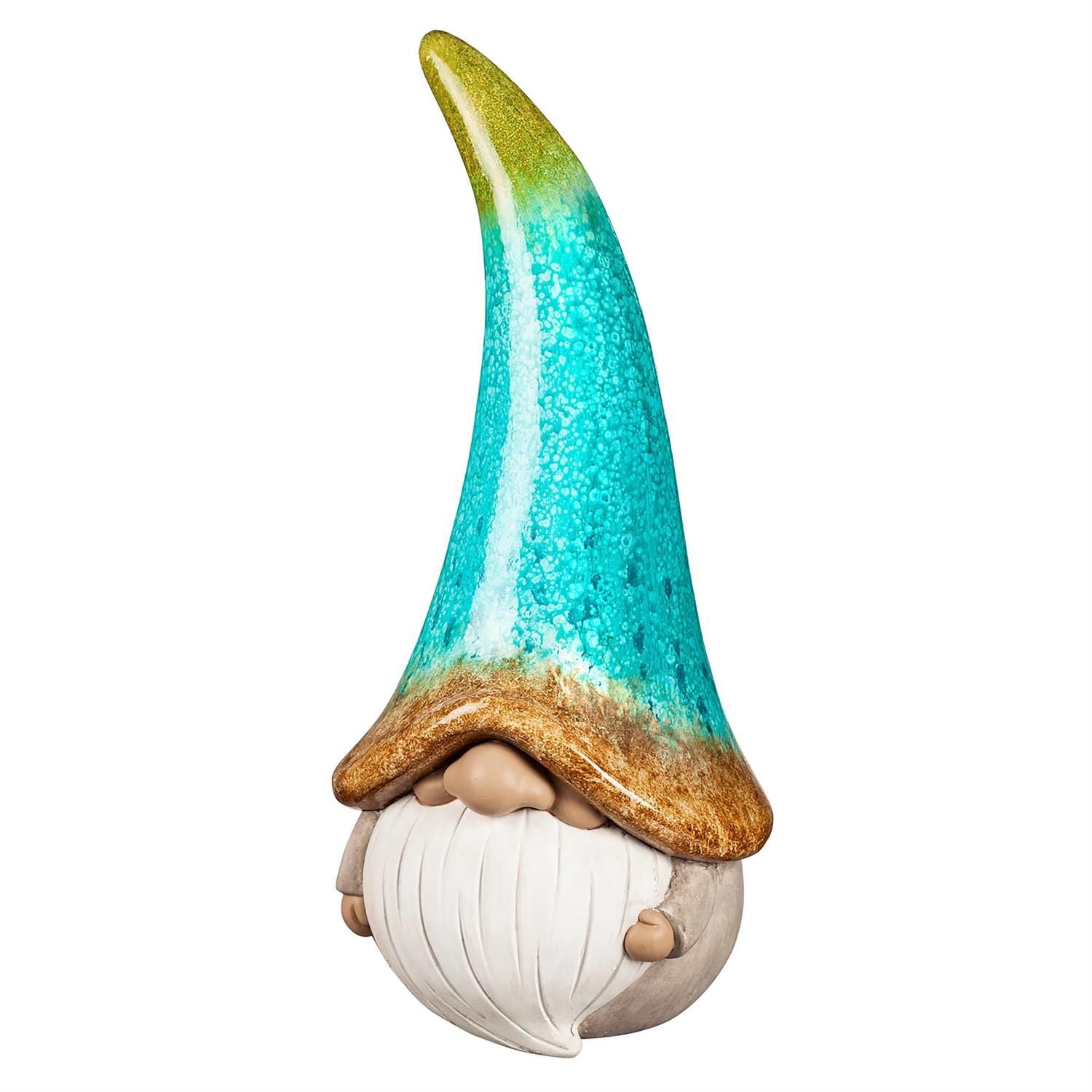Garden Statue - Gnome - Blue Glaze