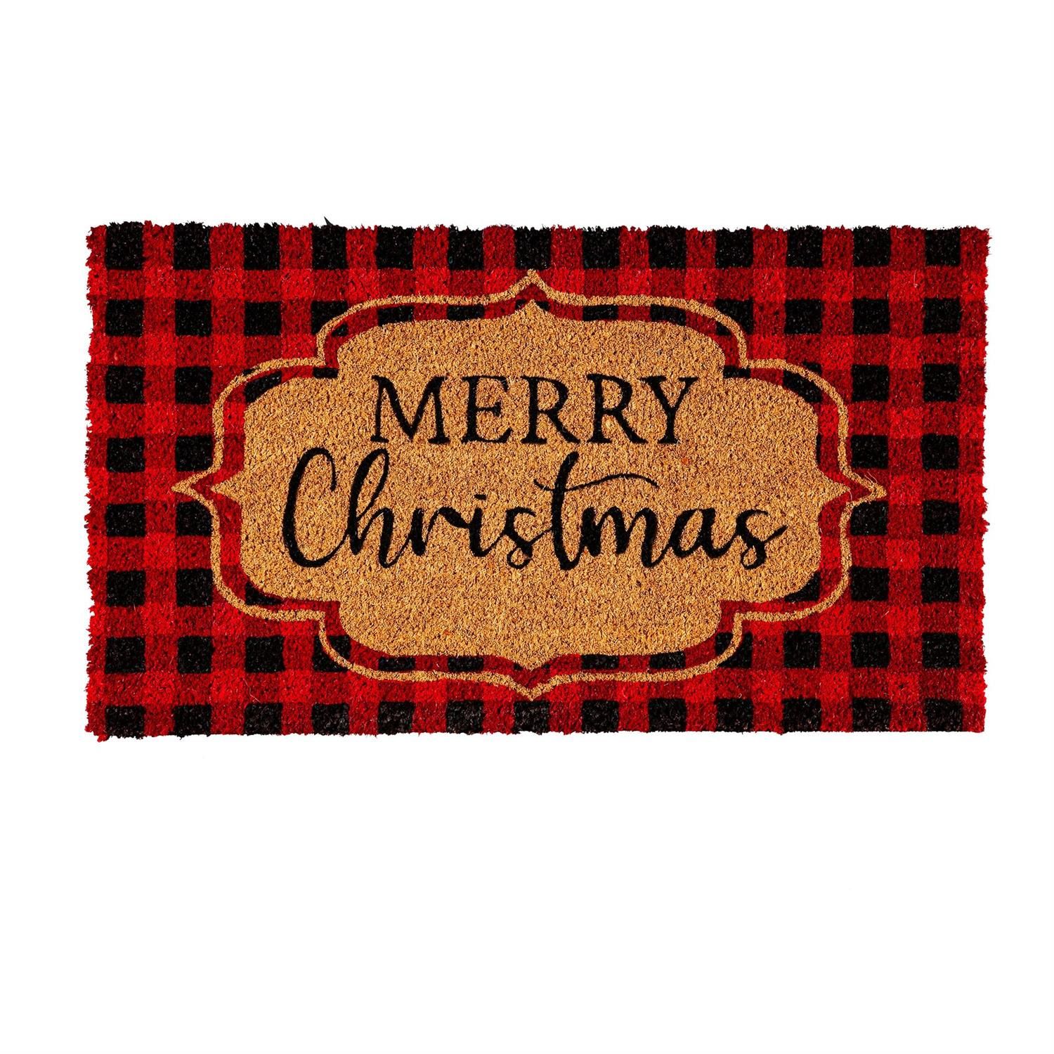 Coir Mat - Buffalo Check Xmas