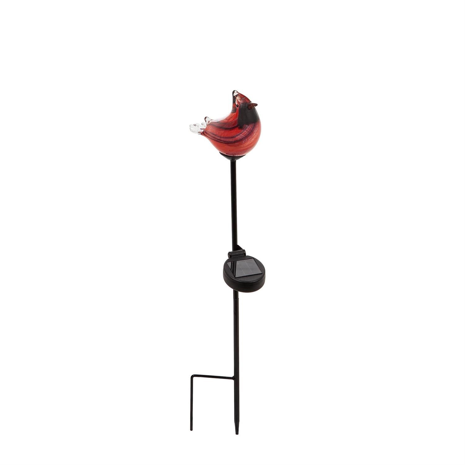 Solar Garden Stake - 23" - Cardinal - Art Glass