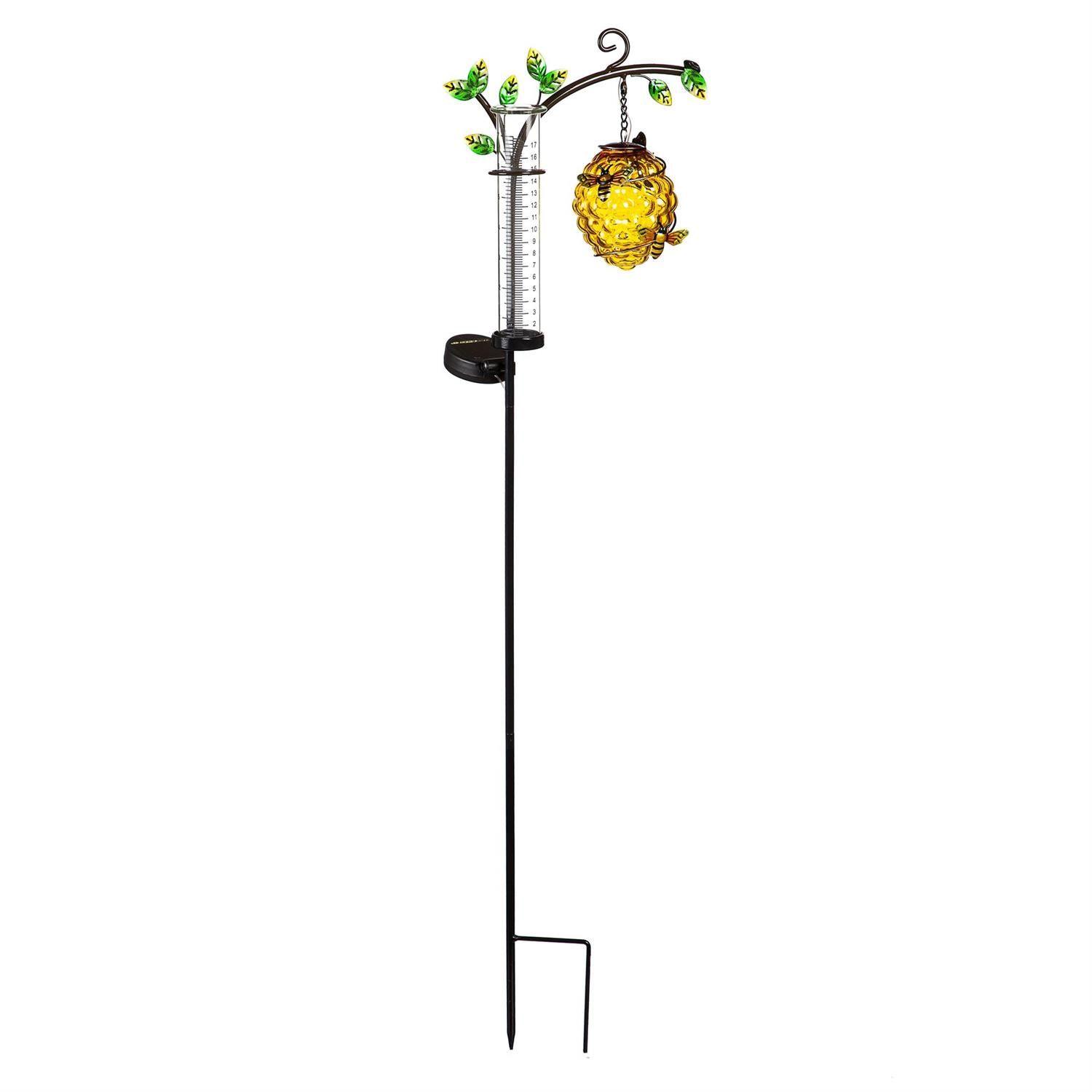 Solar Garden Stake - Beehive w/Rain Gauge
