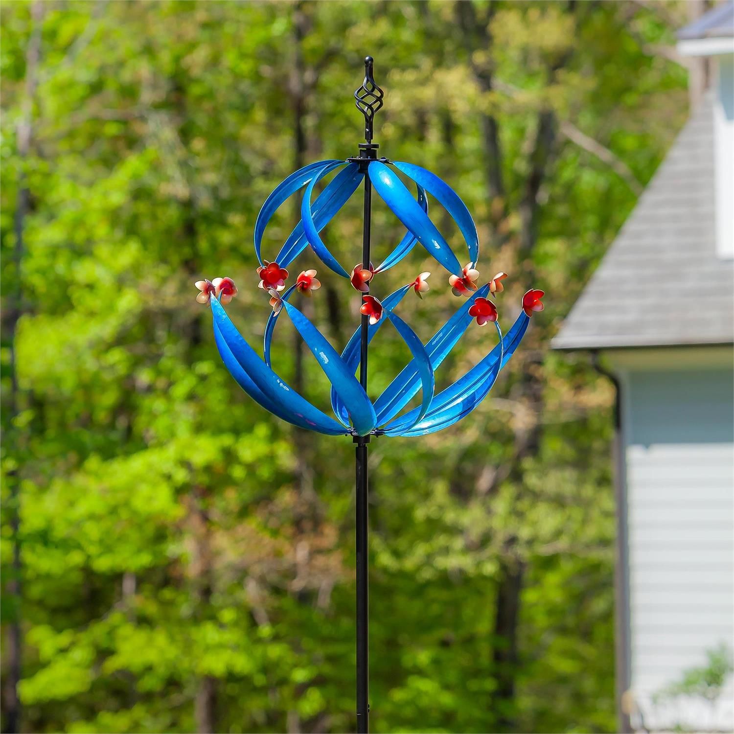 Wind Spinner - 85" - Spiral Copper Flowers