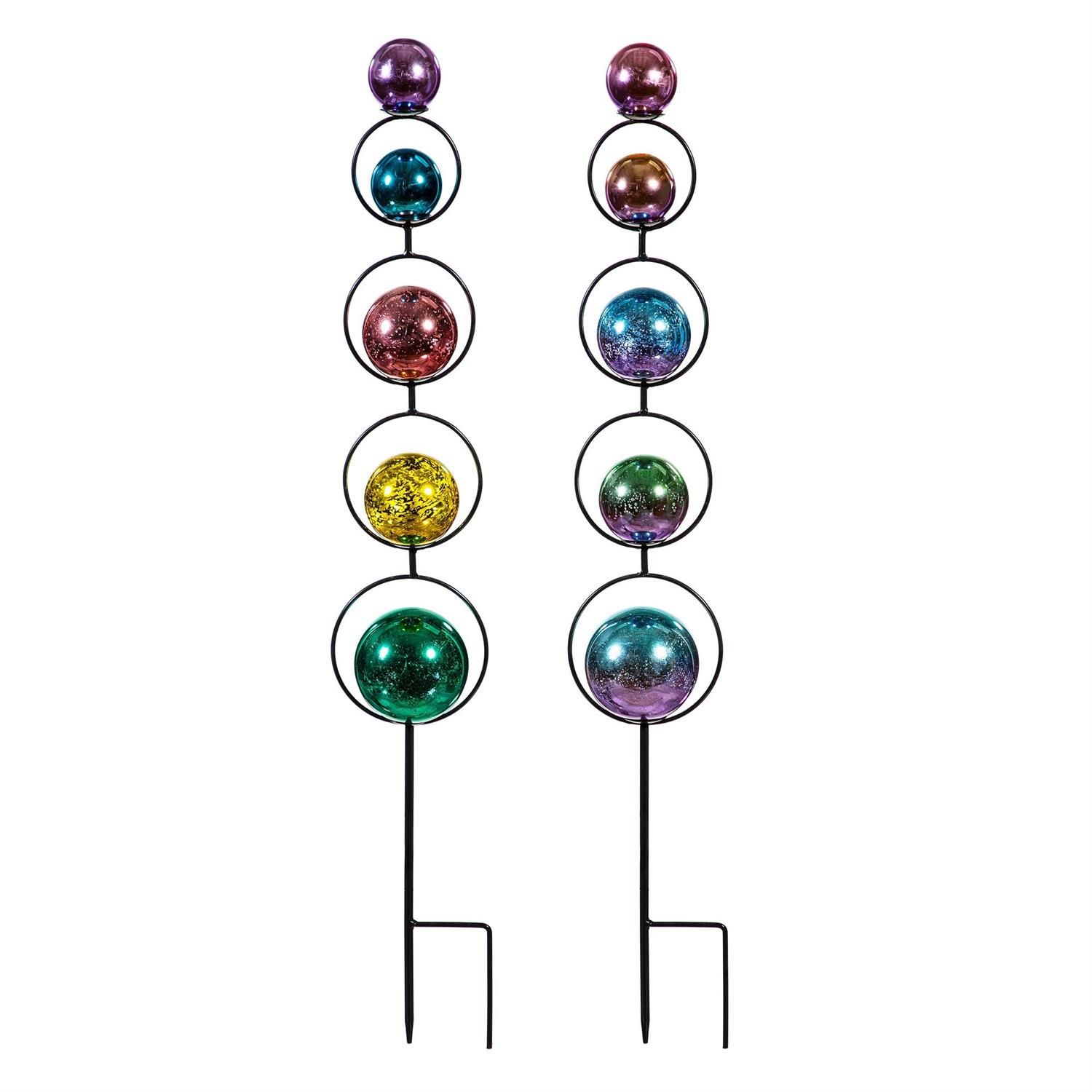 Garden Stake - 30" - Rainbow Orb Shatter Proof - 2 Styles - Sold Individually