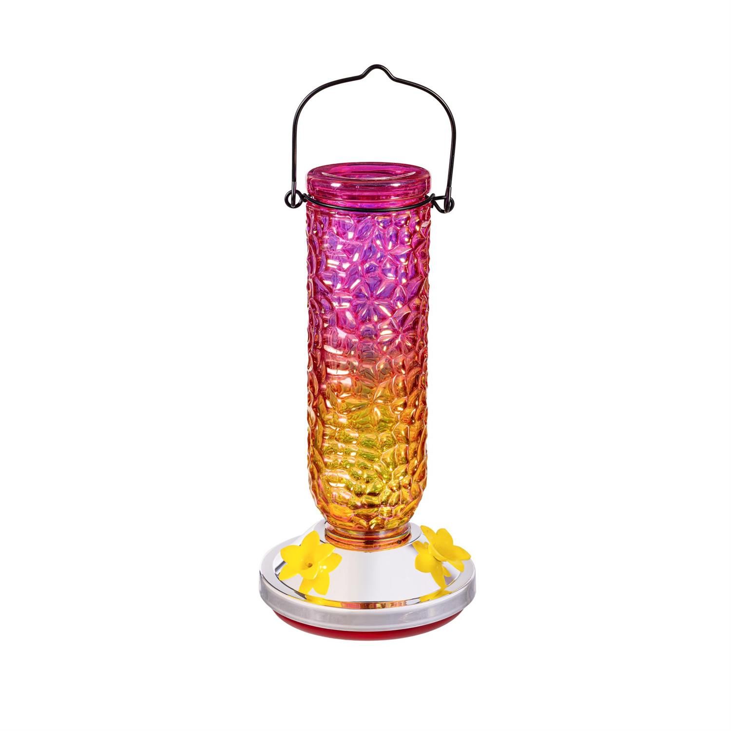 Hummingbird Feeder - Textured Iridescent Glass