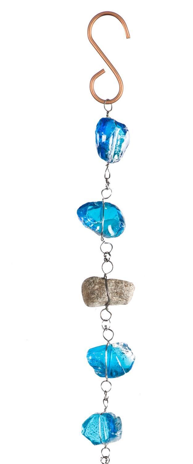 Rain Chain - 71" - Blue Glass