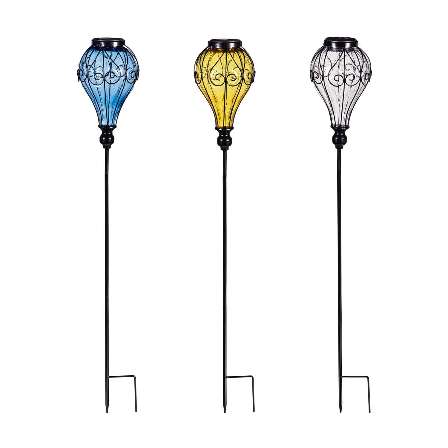 Solar Garden Stake - 33" - Petal &amp; Plow Balloon Shaped - 3 Styles - Sold Individually