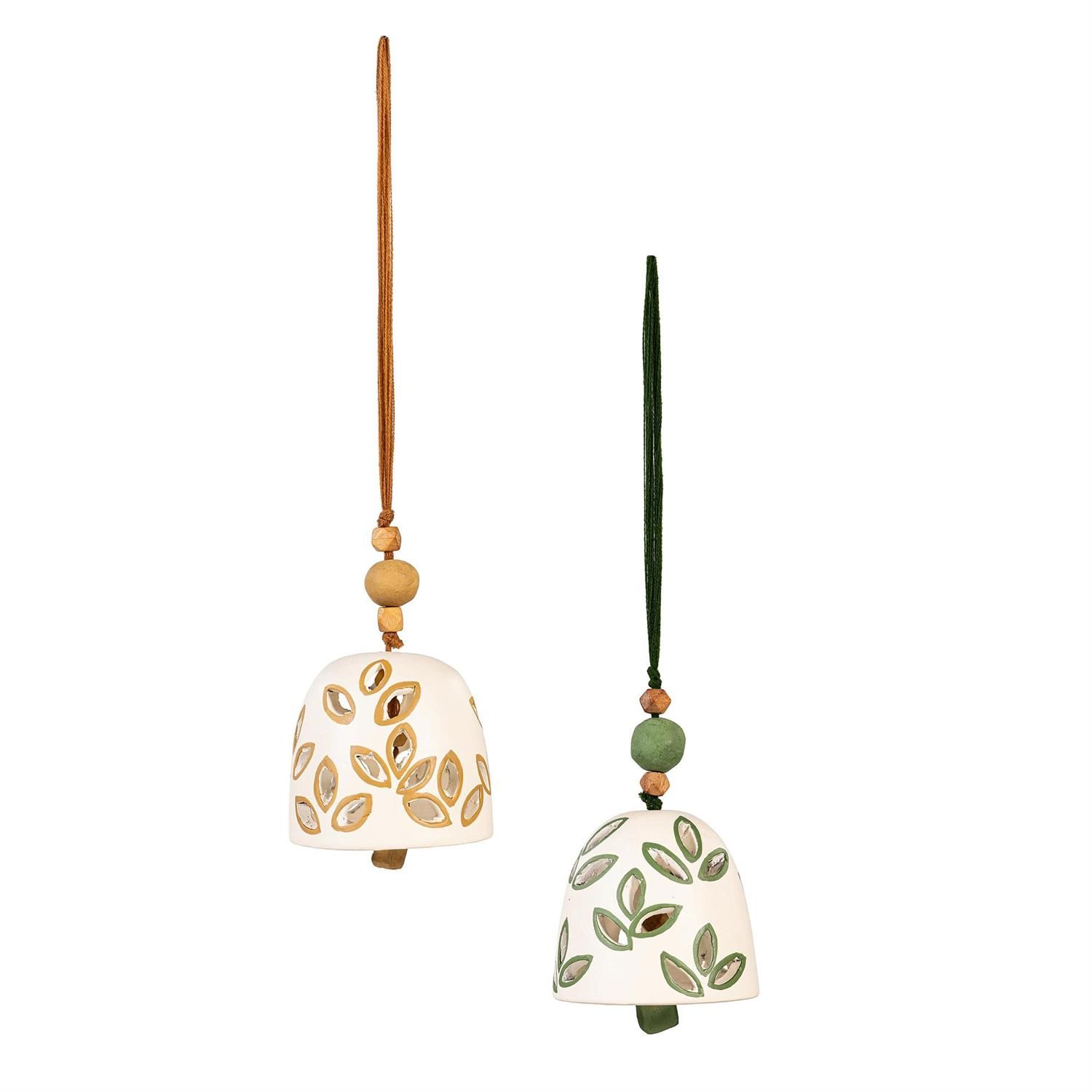 Bell w/ Beads - Terracotta Leaf - 2 Styles - Sold Individually
