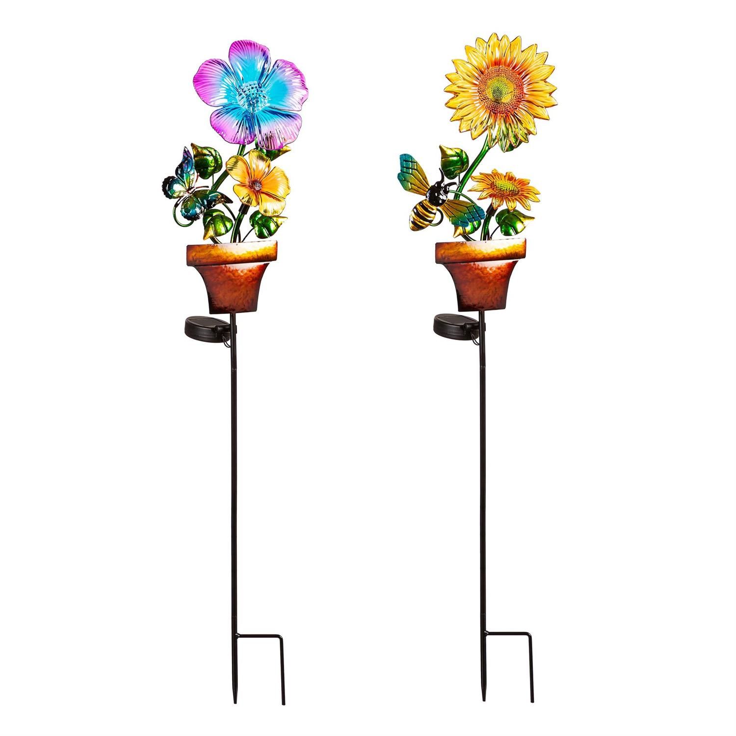 Solar Garden Stake - Blooming Flower Pot