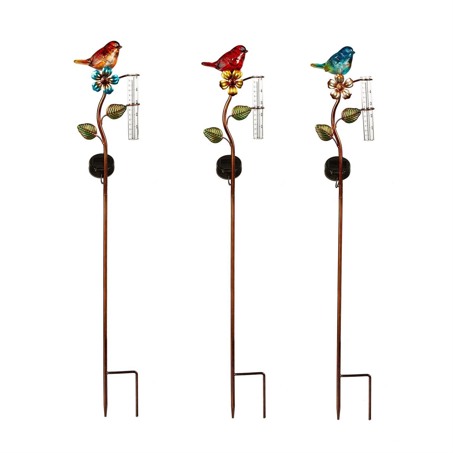 Solar Rain Gauge - Perched Bird