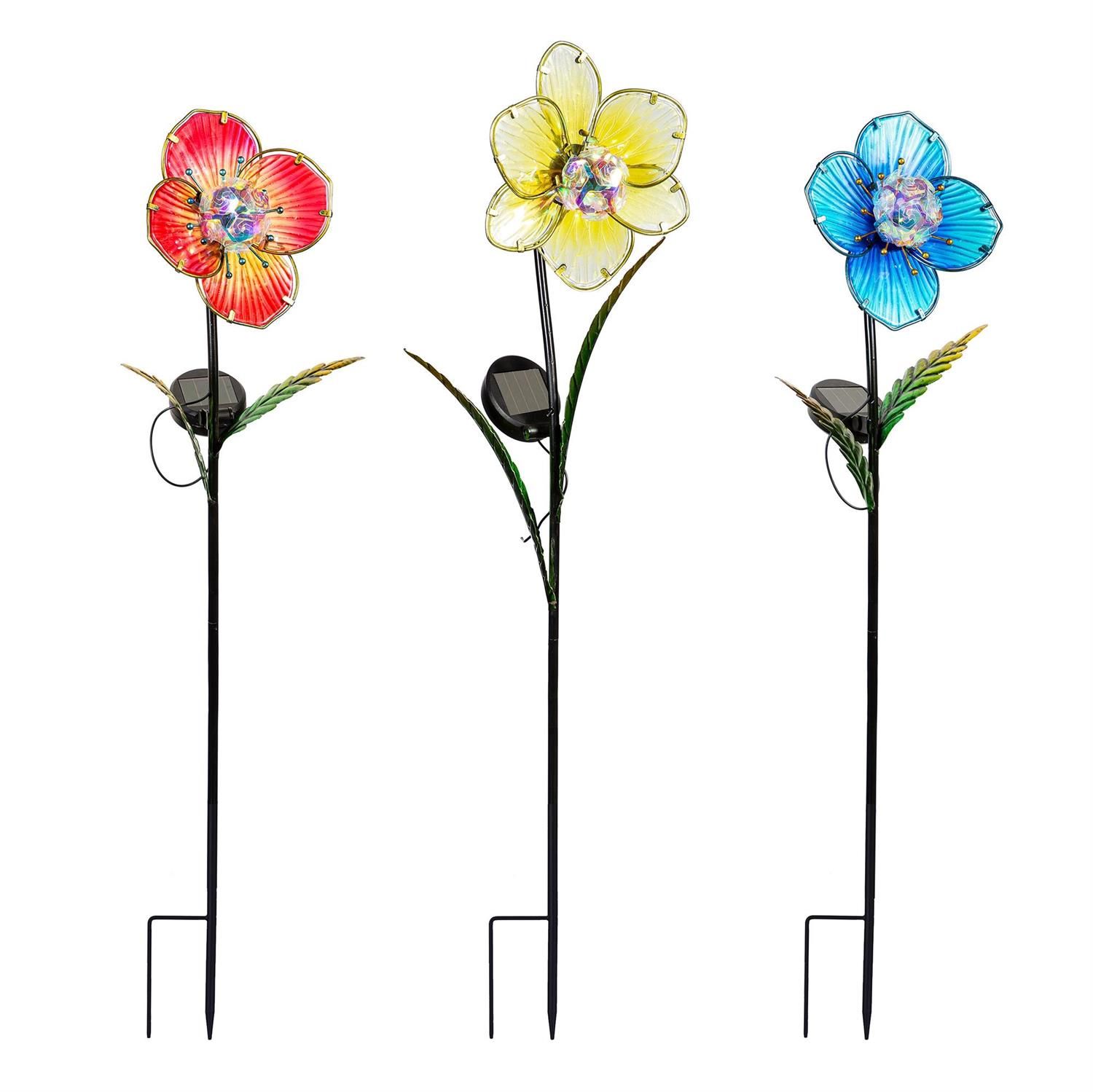 Solar Garden Stake - 27" - Glass Poppy