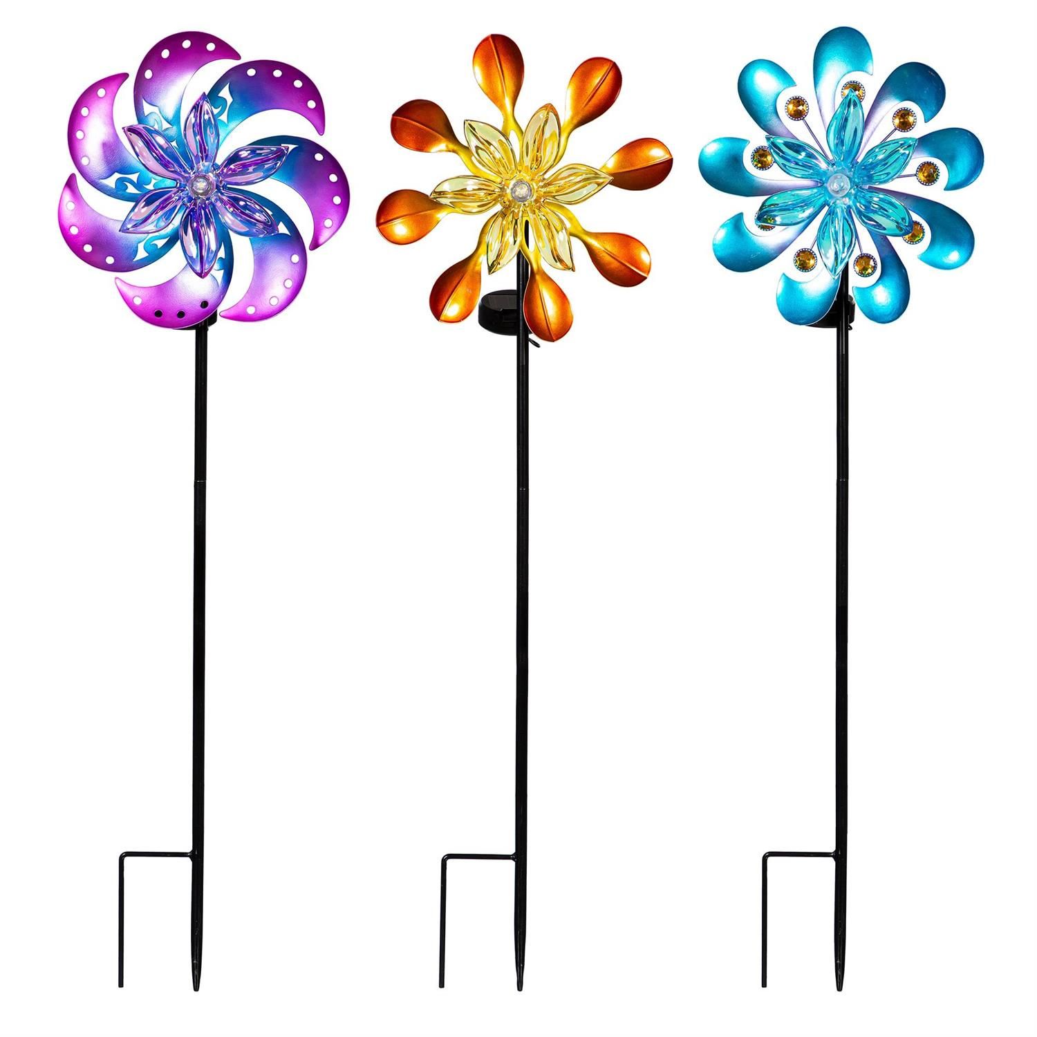 Solar Metal Crystal Flower - 3 Styles - Sold Individually