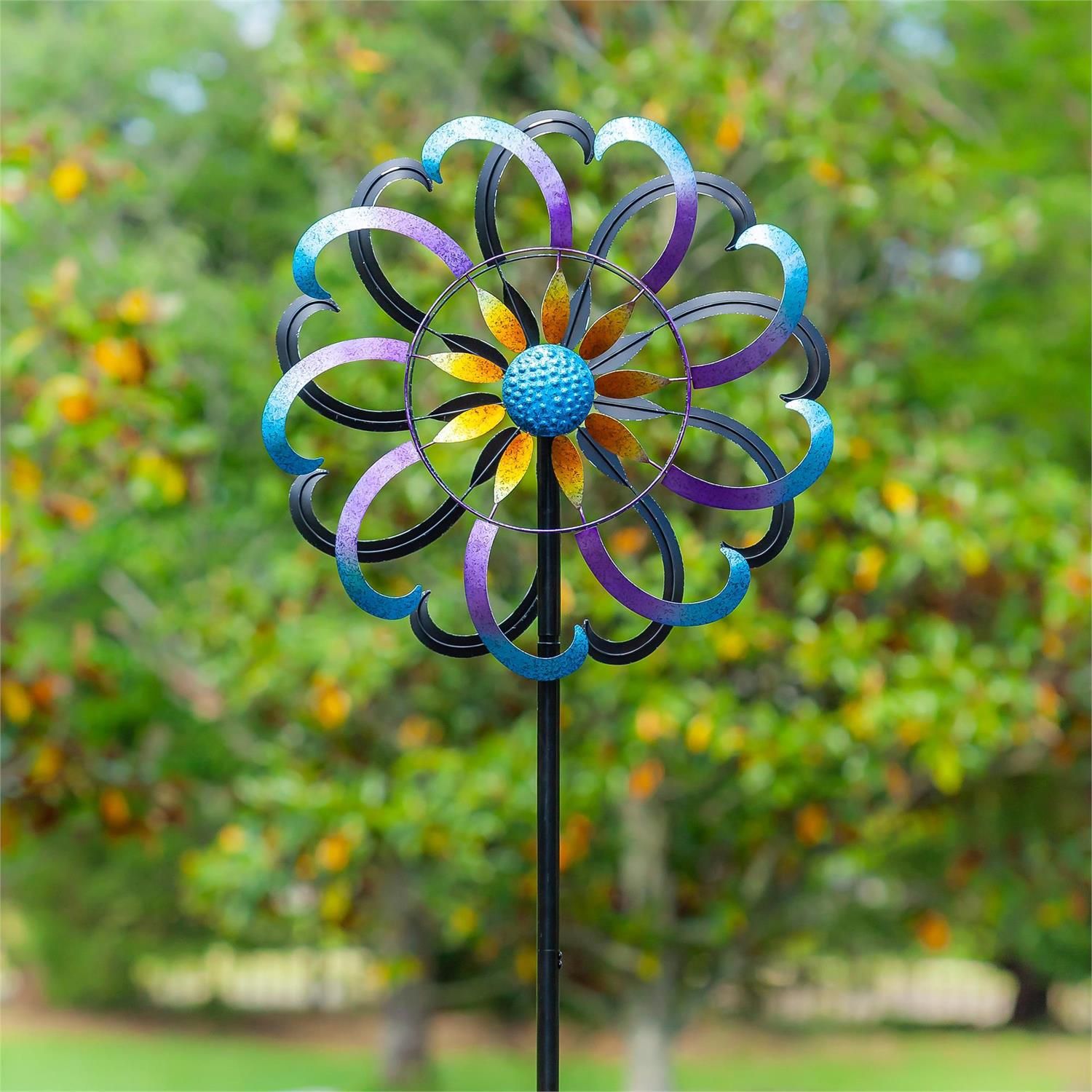 Wind Spinner - 75" - Blue &amp; Purple Floral