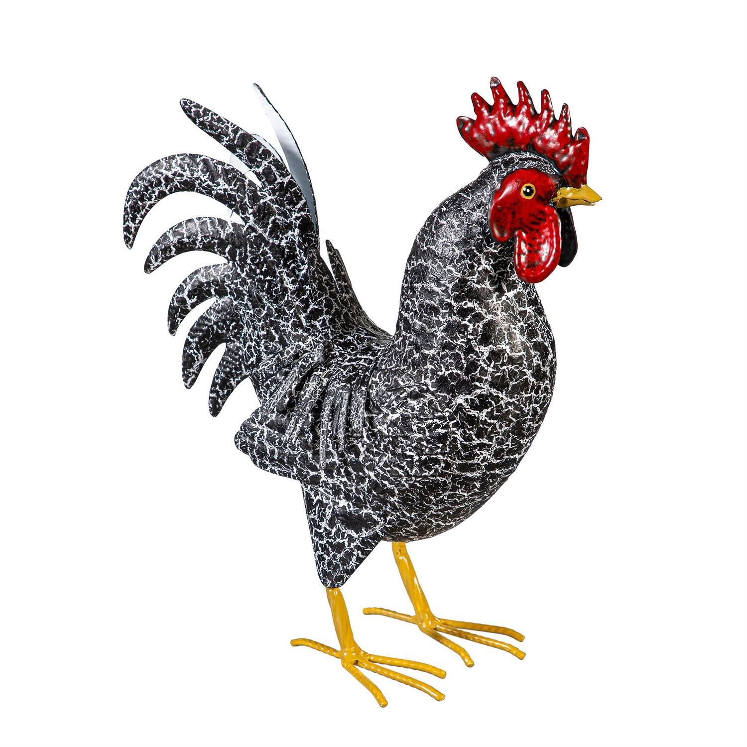 Garden Statue - 14" - Rooster w/ Dark Feathers