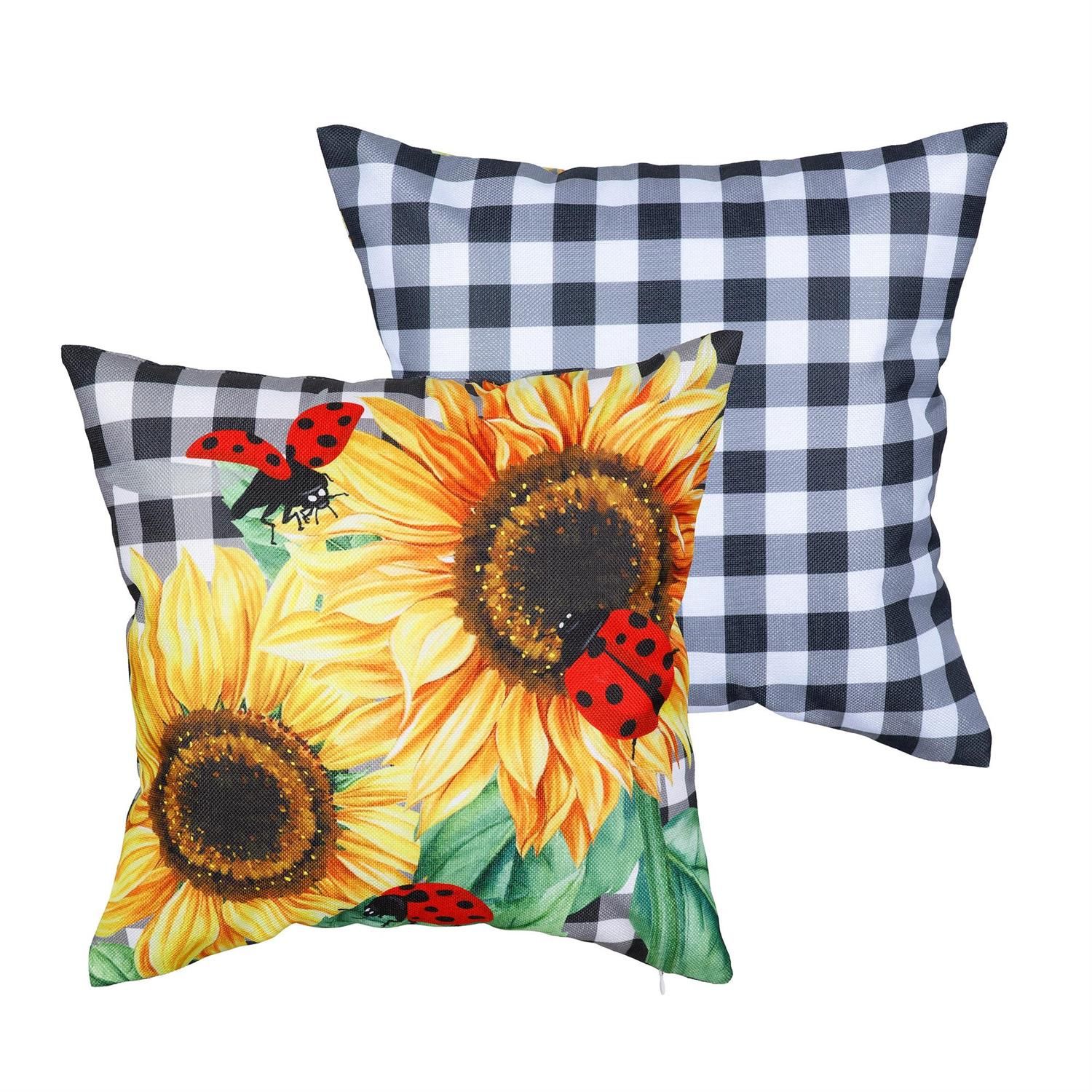 Pillow - Outdoor - Sunflower Ladybugs