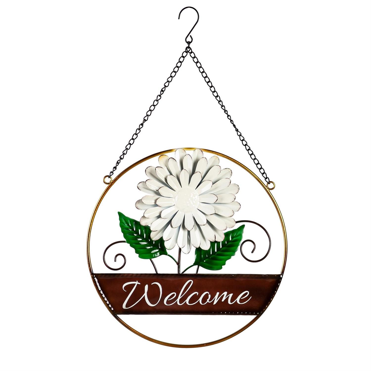 Hanging Garden Sign - 12" - Round Floral