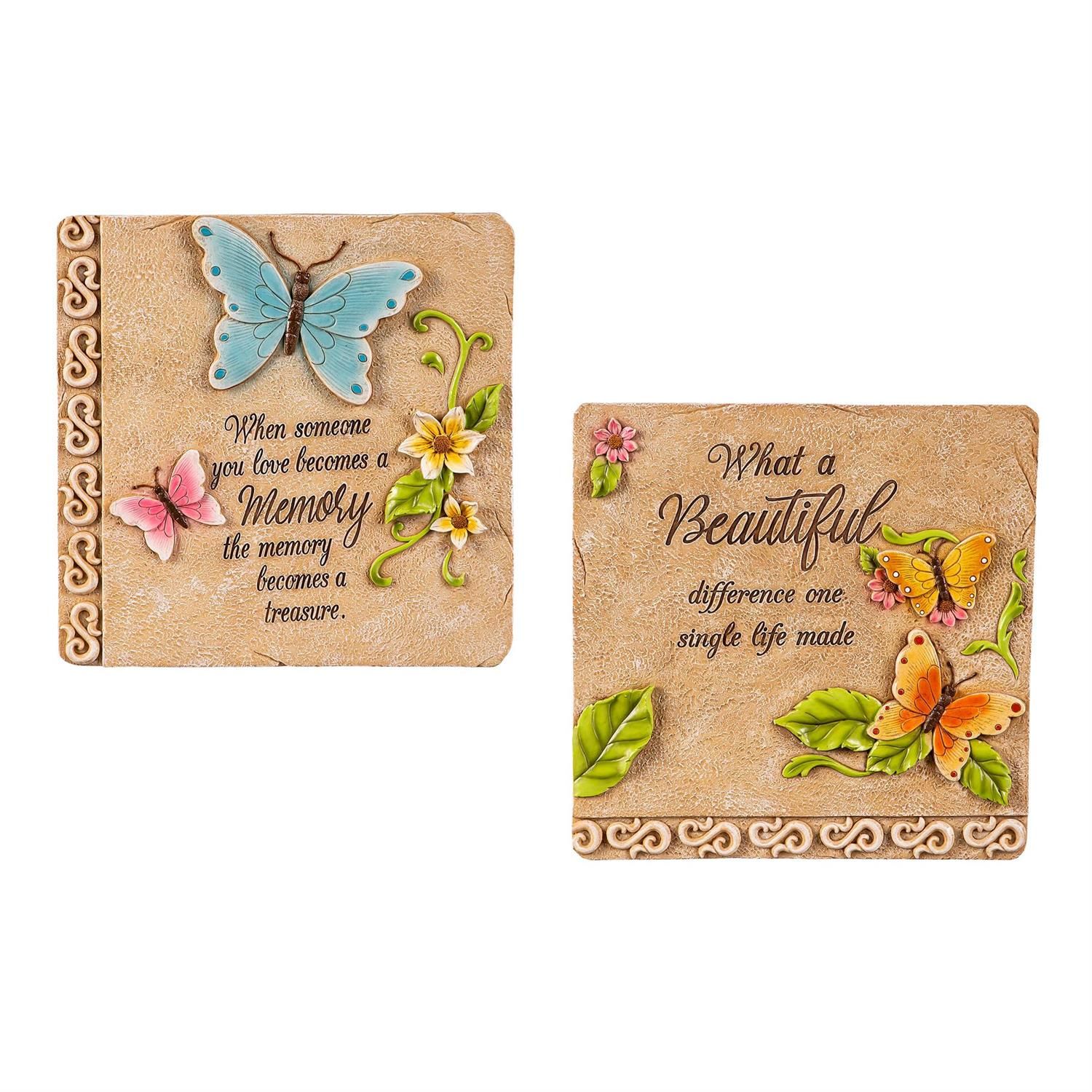 Garden Stone - 11" - Memorial Butterfly - 2 Styles - Sold Individually