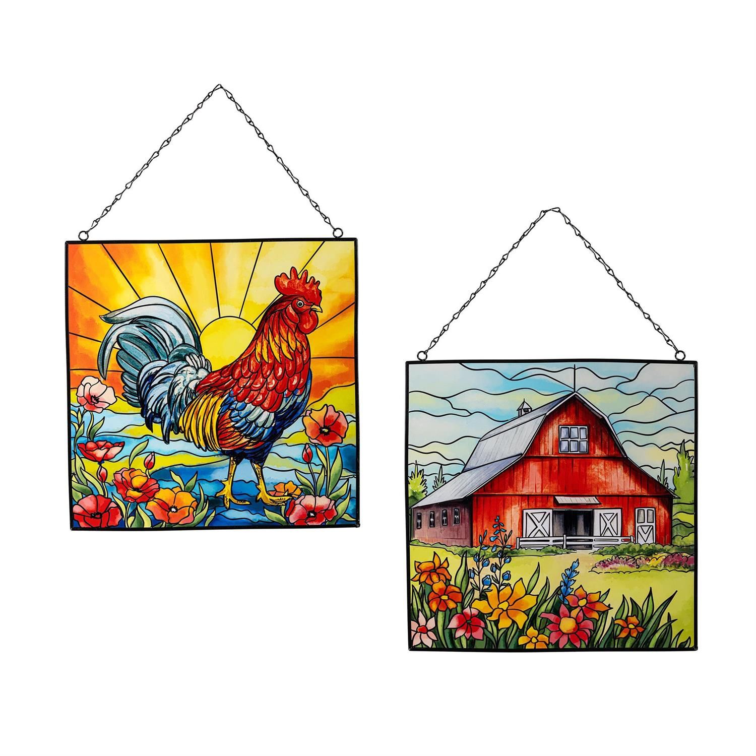 Suncatcher - Farm Stained-Glass - 2 Styles - Sold Individually