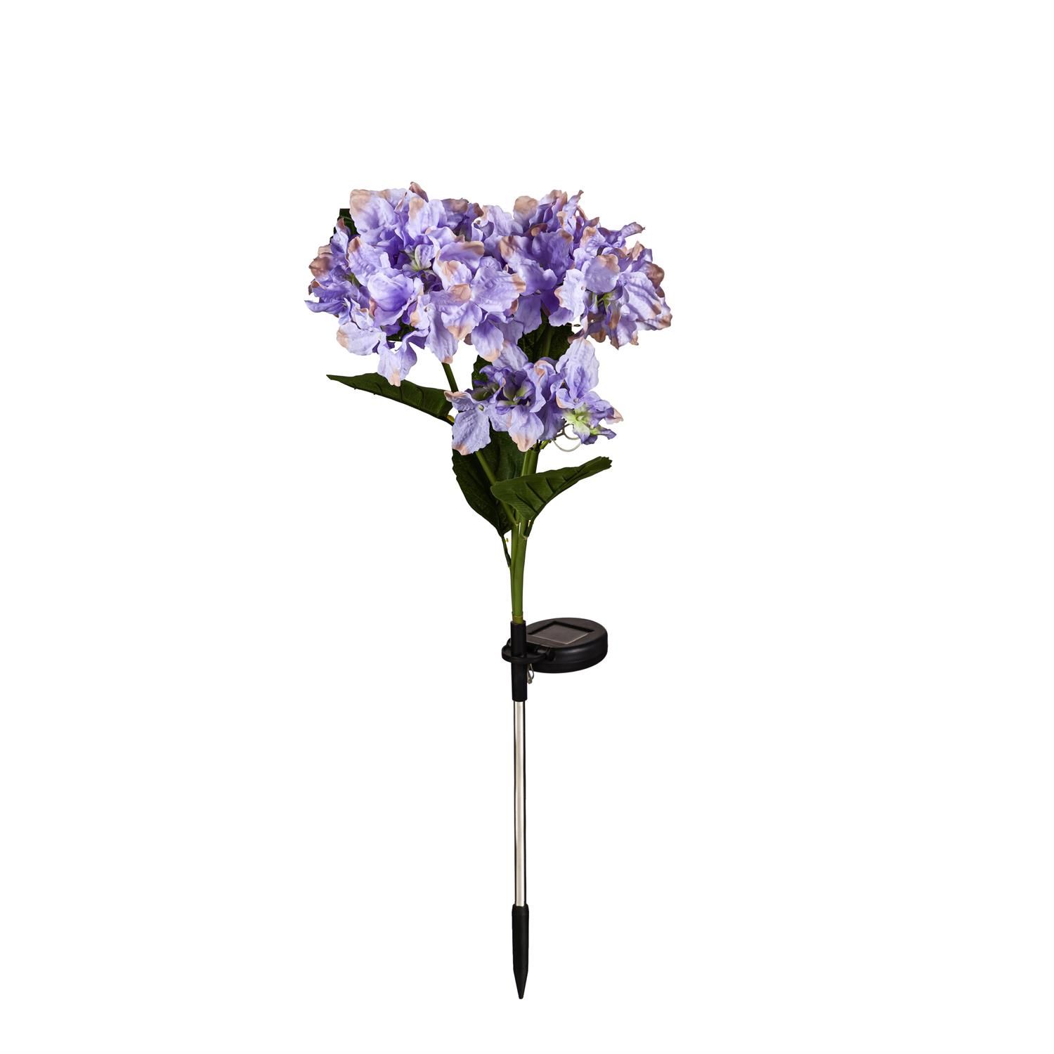 Garden Stake - Solar Power Hydrangea - Purple