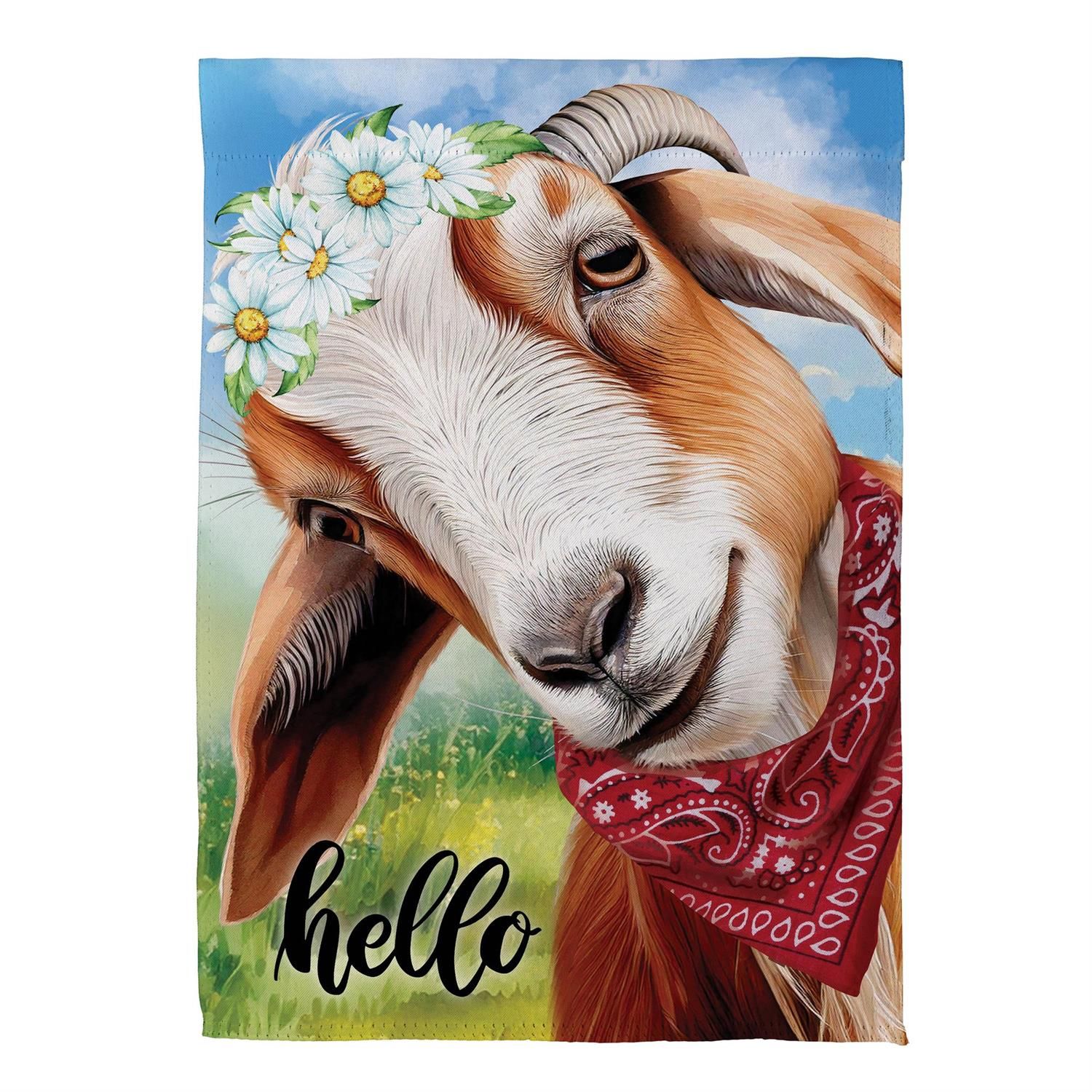 Garden Flag - Suede - Hello Floral Goat