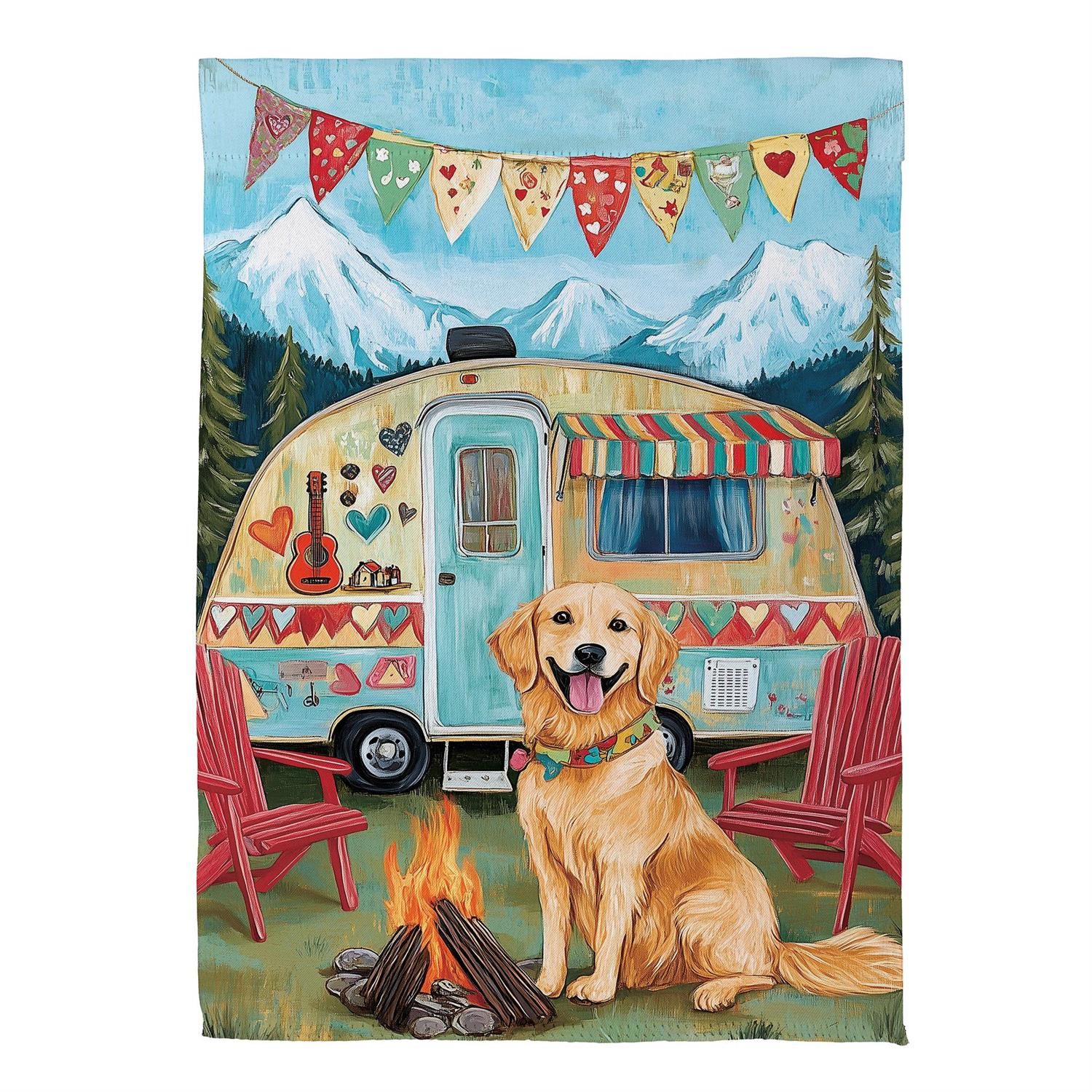 Garden Flag - Suede - Camping Dog