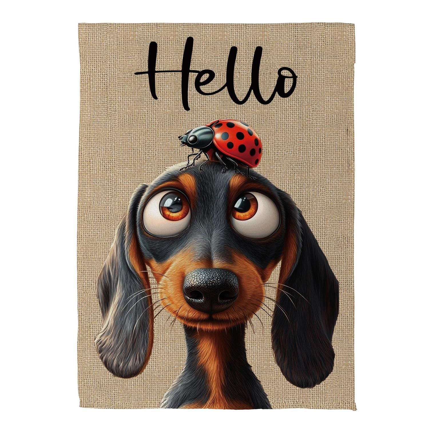 Garden Flag - Suede - Dog &amp; Ladybug