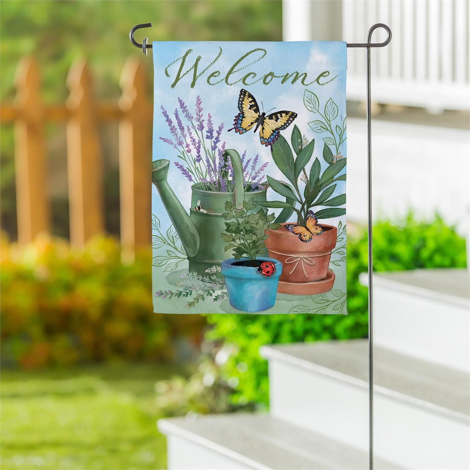 Garden Flag - Suede - Watering Can &amp; Plants