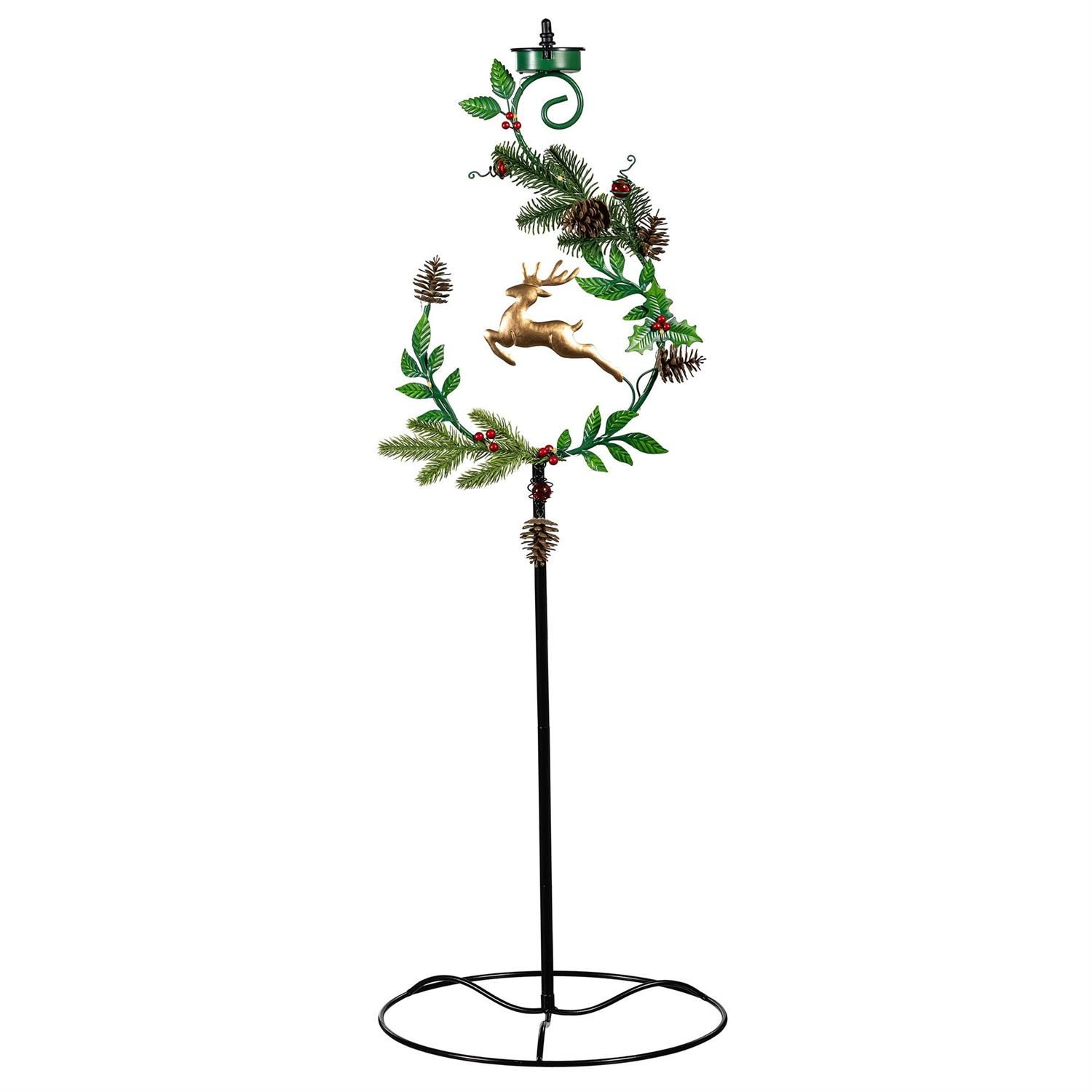 Solar Garden Stake - 4-In-1 - Deer w/ Greens