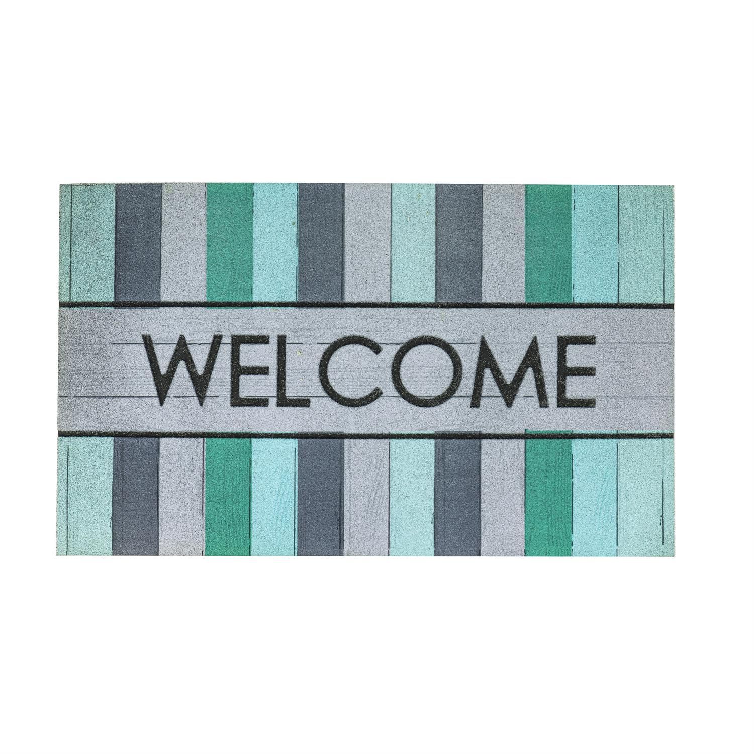 Floor Mat - Flocked Coir - Distressed Welcome