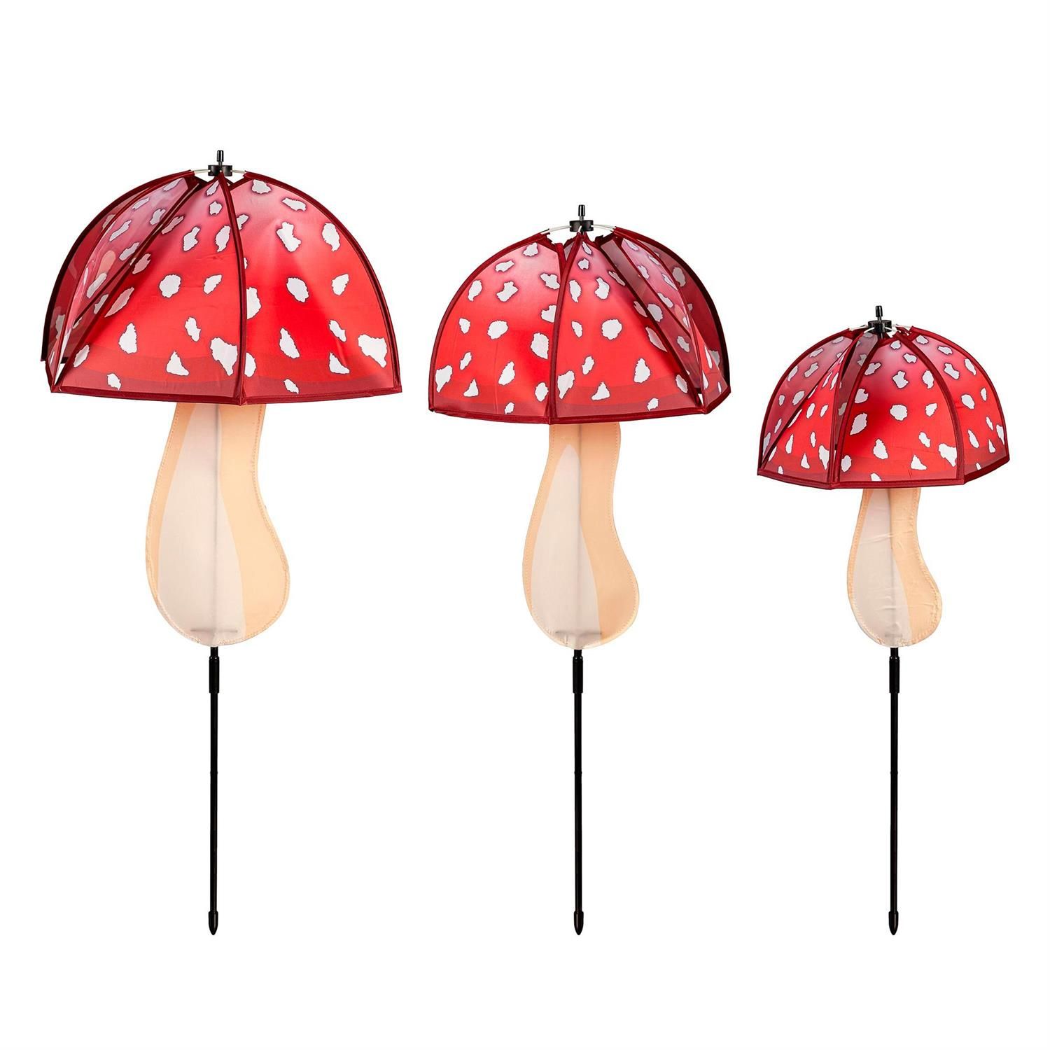 Garden Pinwheel - Welcome Friends Mushroom - Set Of 3