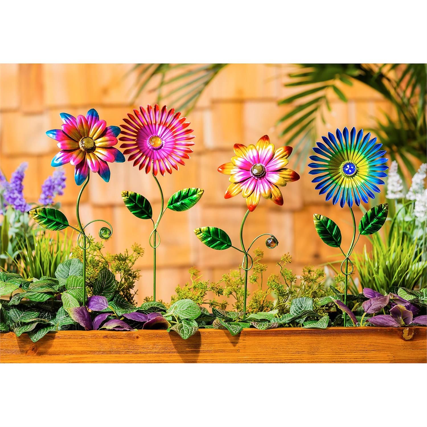 Plant Pick - 4 Styles - Metallic Floral - Sold Individually