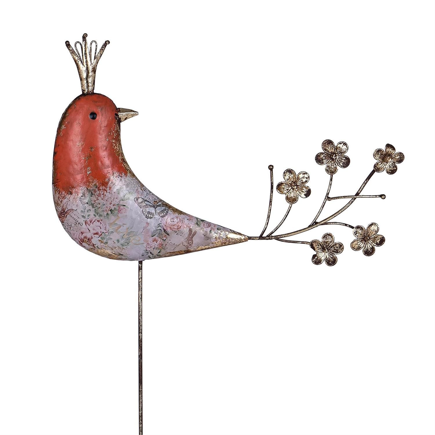 Garden Stake - Frilly Birds - Red Head Bird