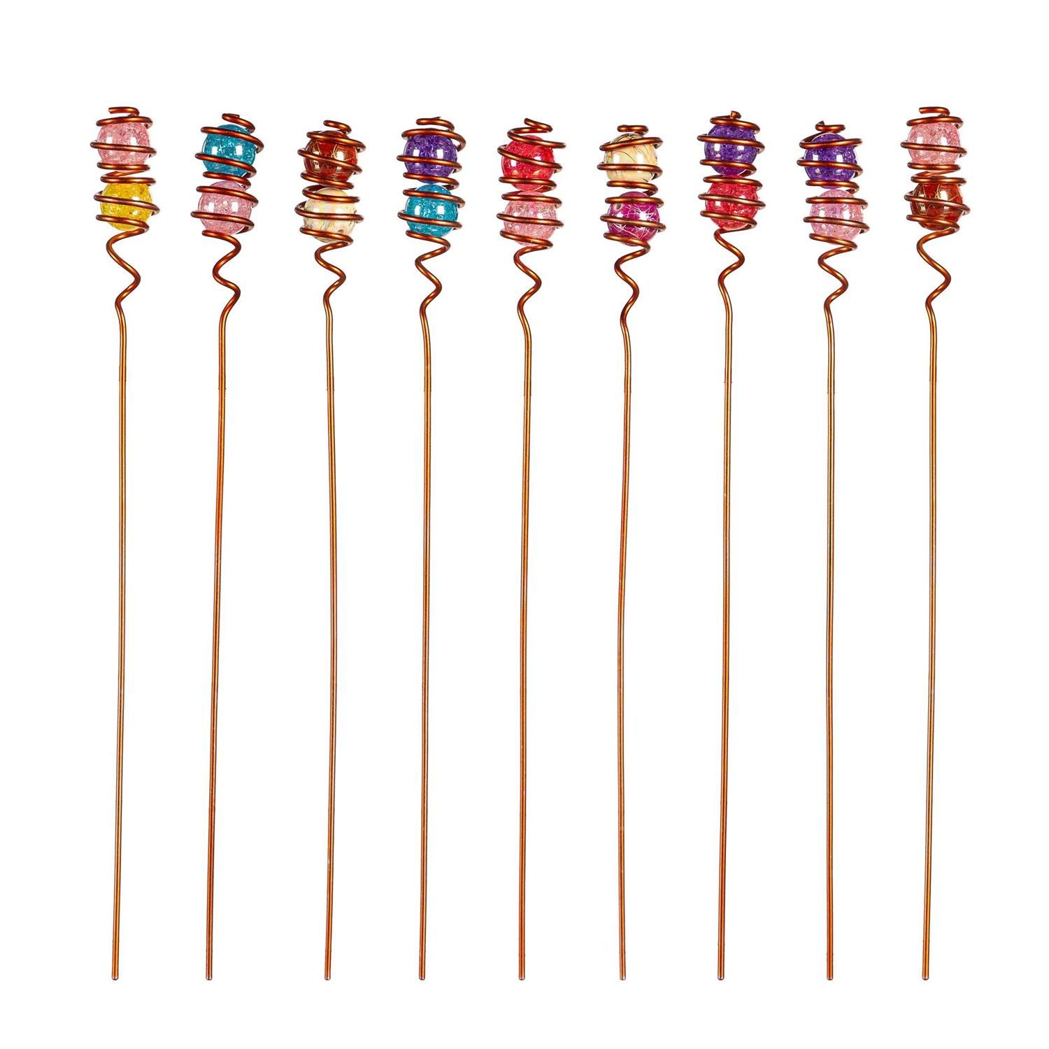 Plant Pick - Copper Wire Art Glass - Styles - Sold Individually