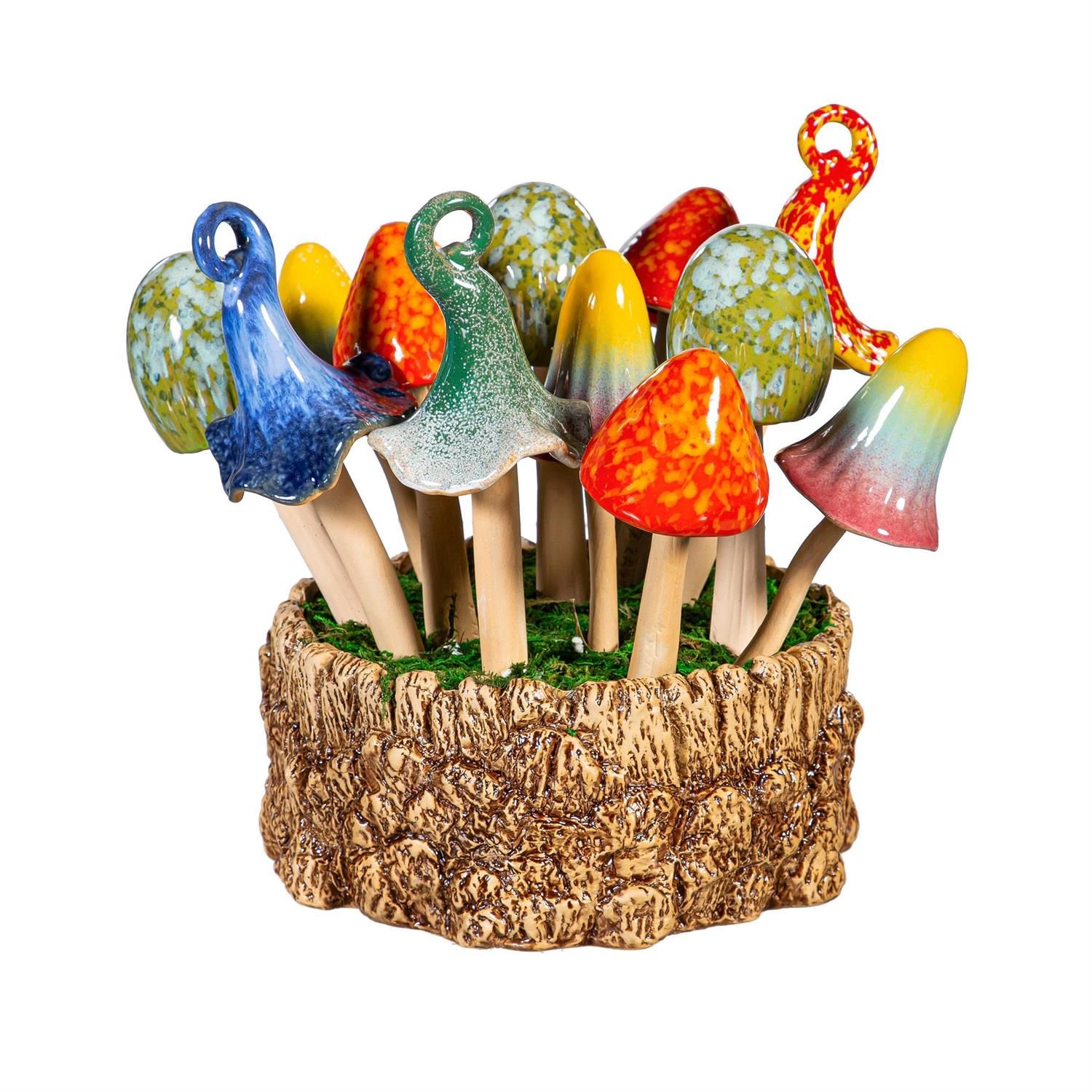 Plant Pick - 9" - Mushroom Ceramic - 4 Styles - Sold Individually