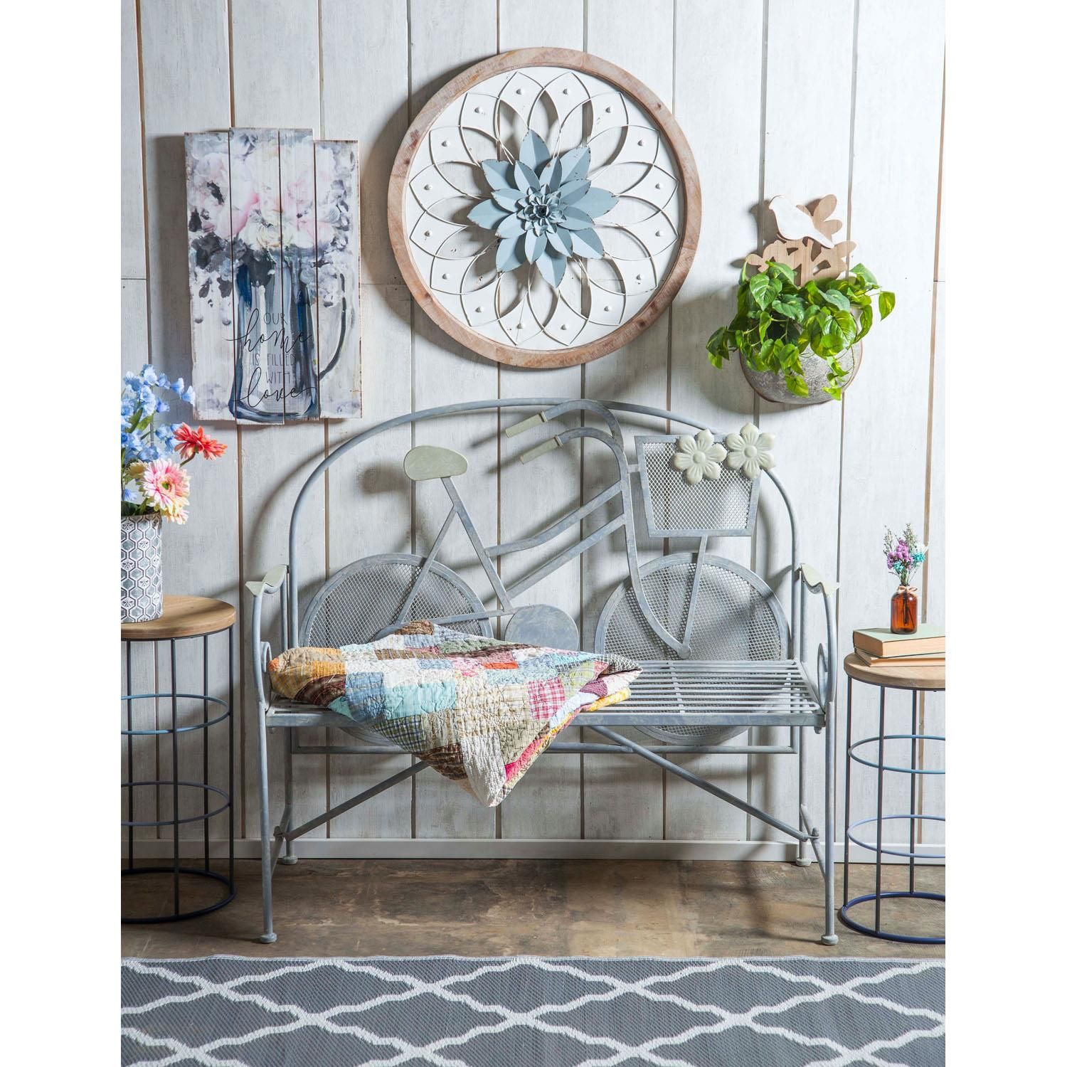 Garden Bench - Metal Bicycle - 44.88"W X 38.98"H X 20.08"D