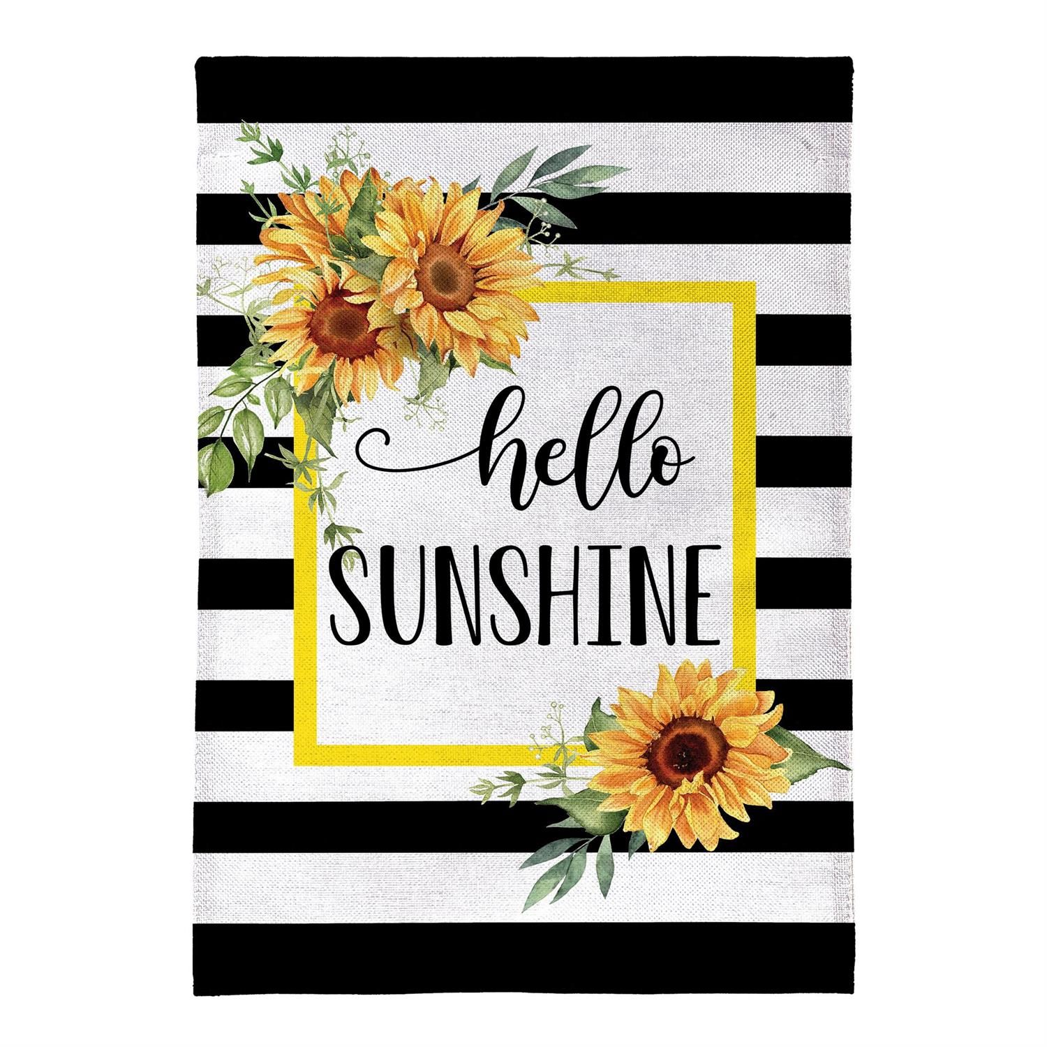 House Flag - Burlap - Hello Sunshine